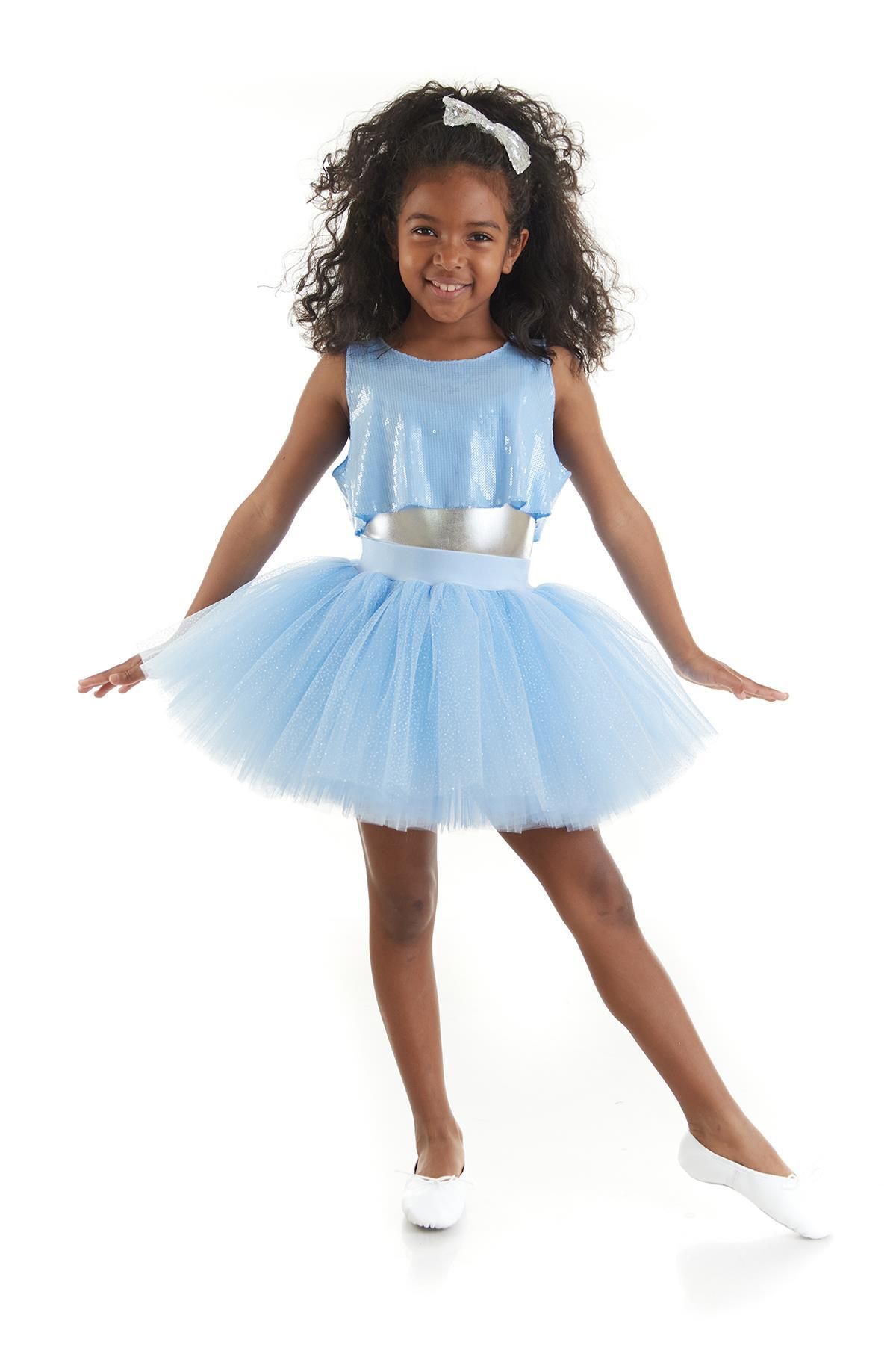 Tameris Kostüm Kız Çocuk Mavi Hip Hop Dans Kostümü - 23 Nisan Kıyafetleri
