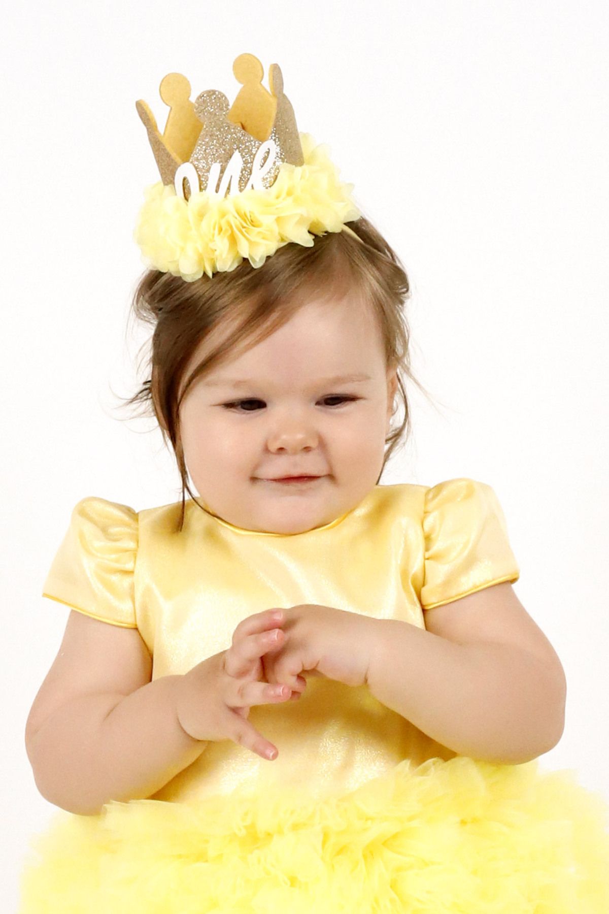 Le Mabelle 1 Yaş Kraliçe Doğum Günü Tacı - Sarı