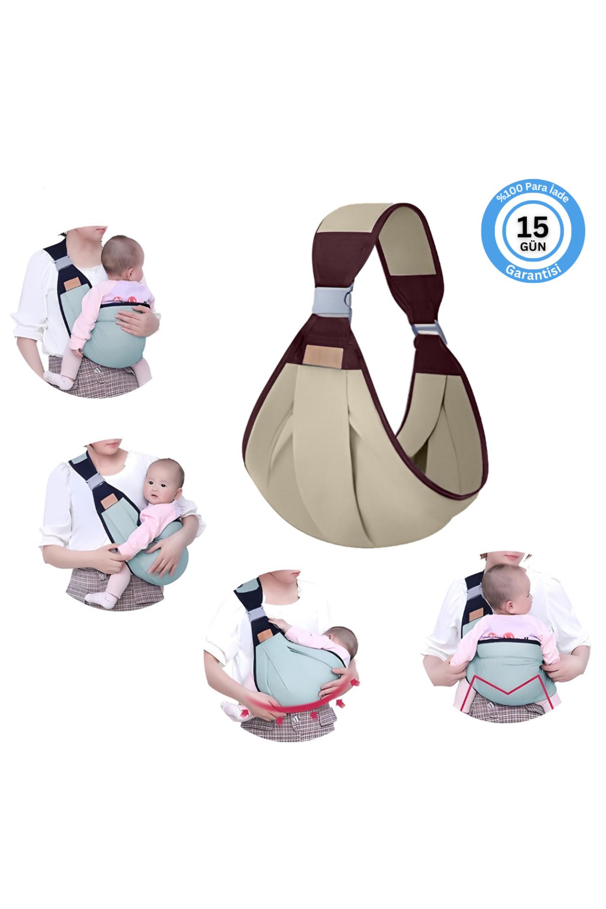 Huggy Mommy Latte Ergonomik Bebek Taşıma Çantası Bebek Taşıyıcı Sling Puset Ana Kucağı Kanguru Hafif Pratik