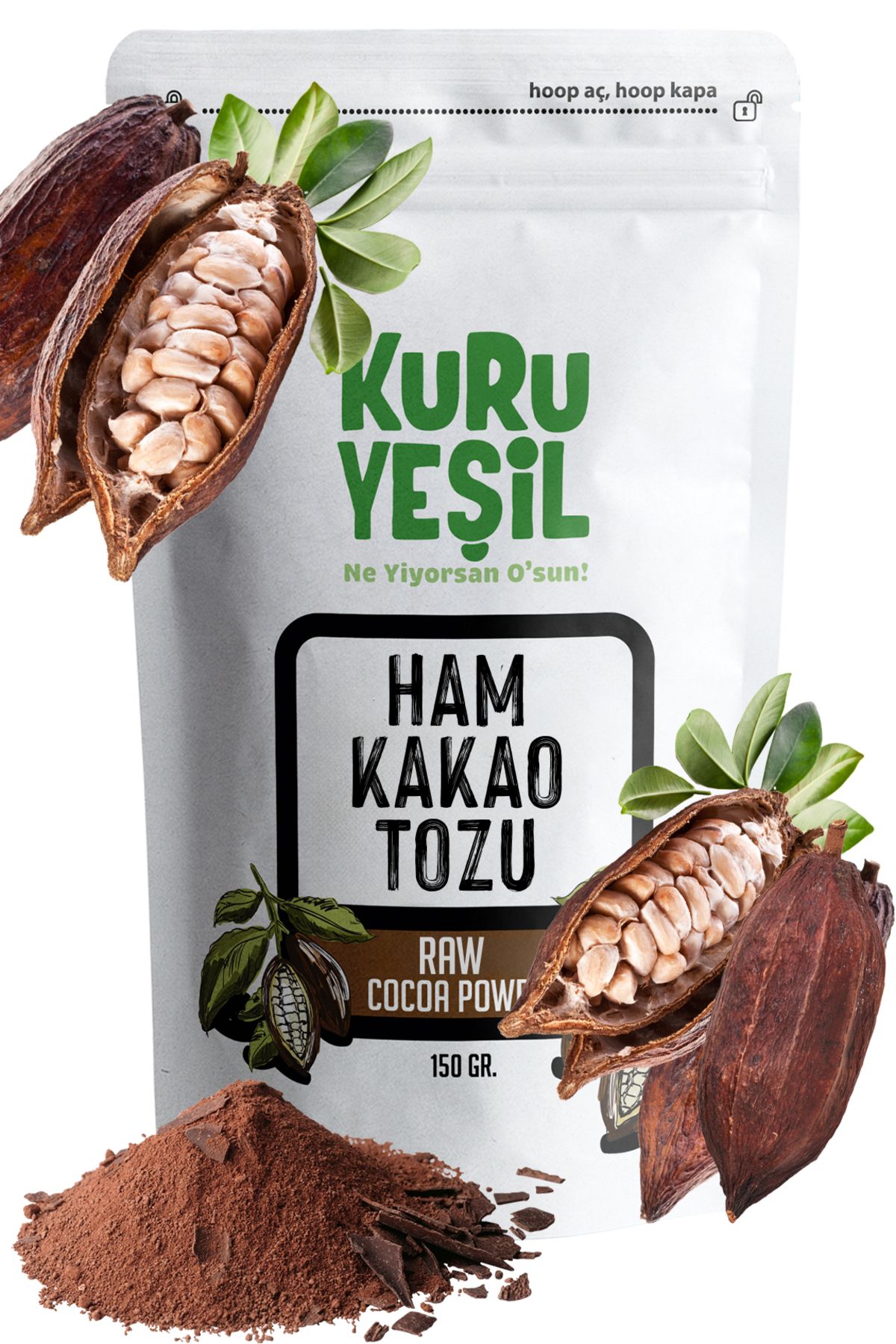 Kuru Yeşil Ham Kakao Tozu 150 Gr | Ham Kakao | Glutensiz | Katkı Yok, Doğal