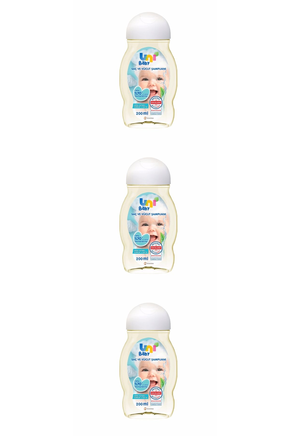 Uni Baby Saç Ve Vücut Şampuanı 200 ml 3 (ÜÇ) Adet -avantaj Paket-