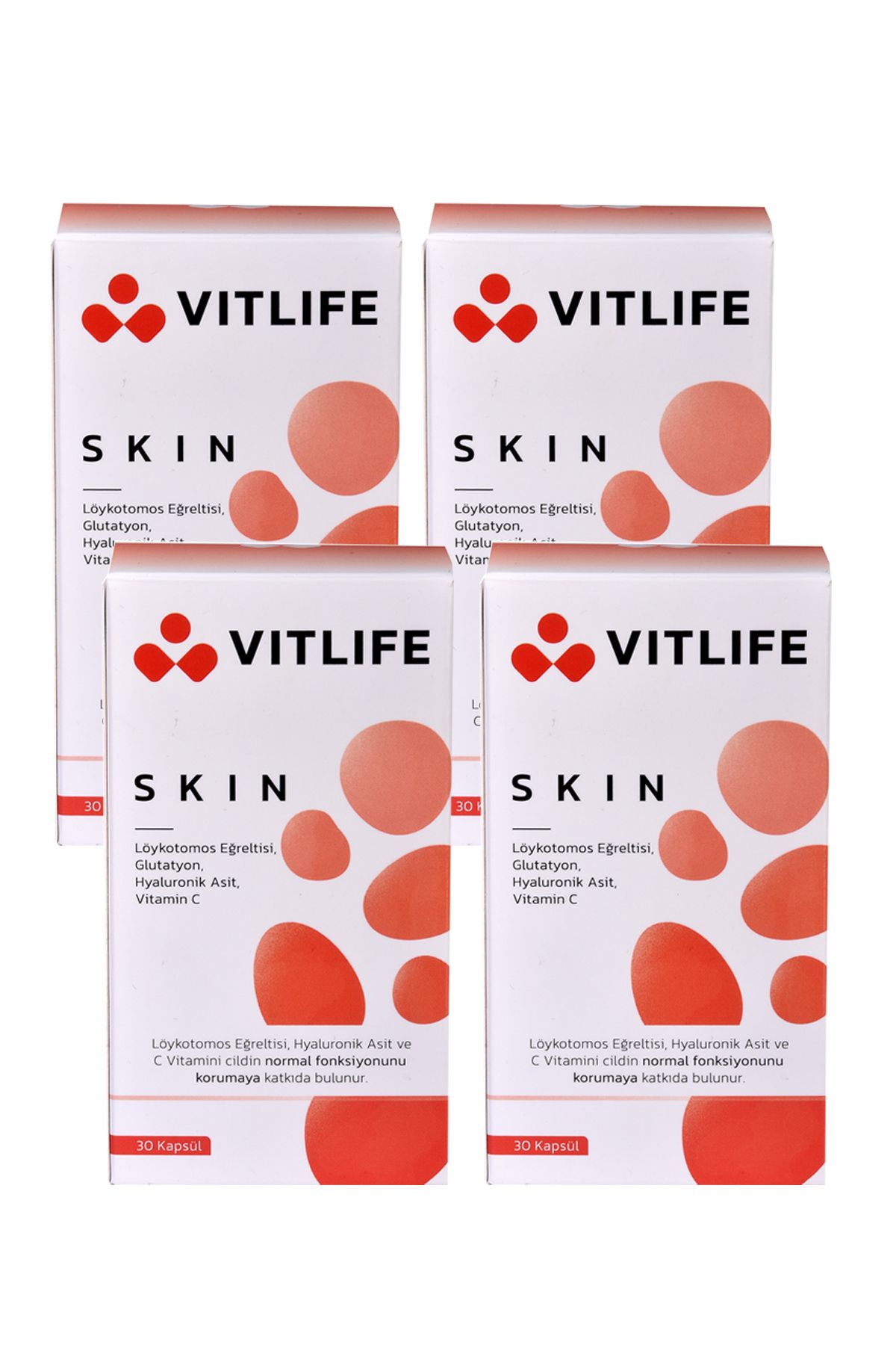 Vitlife Skin Cilt Vitamini Löykotomos Eğreltisi, Hyaluronic Acid, Vitamin C, Glutatyon, Q10 4 KUTU