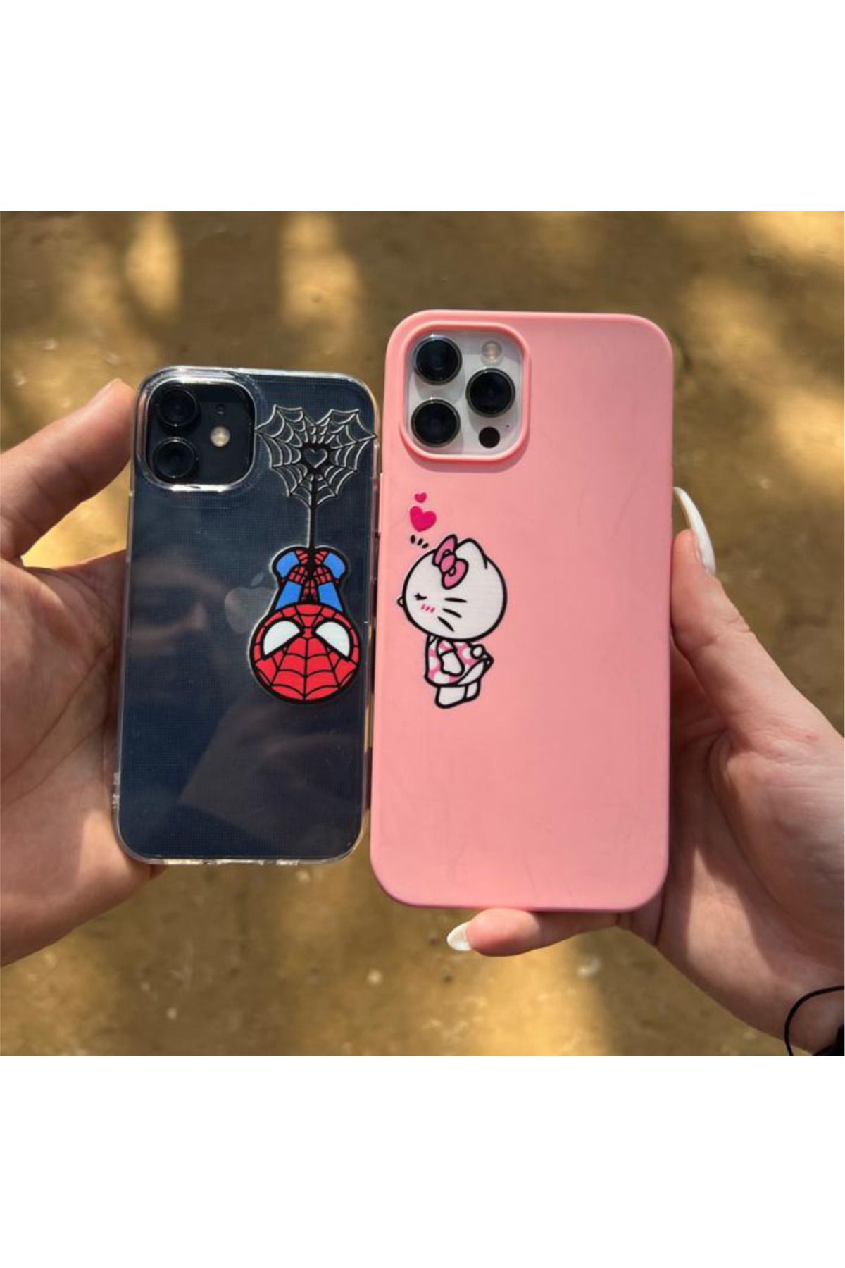 RİZVO Tom Jerry Kitty Batman Spiderman Tasarımlı Lüks Parlak Çiftlere Özel Apple Uyumlu Telefon Kılıfı