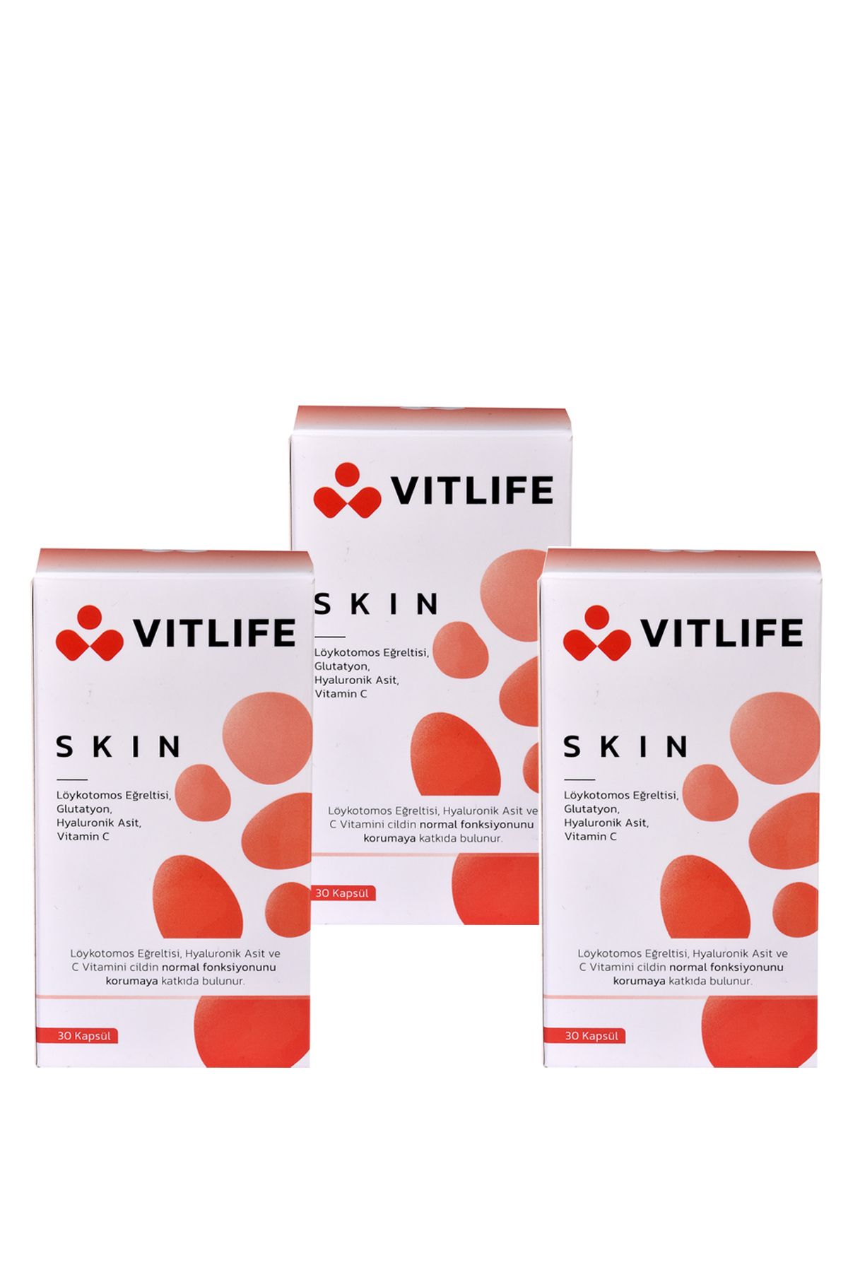 Vitlife Skin Cilt Vitamini Löykotomos Eğreltisi, Hyaluronic Acid, Vitamin C, Glutatyon, Q10 3 KUTU