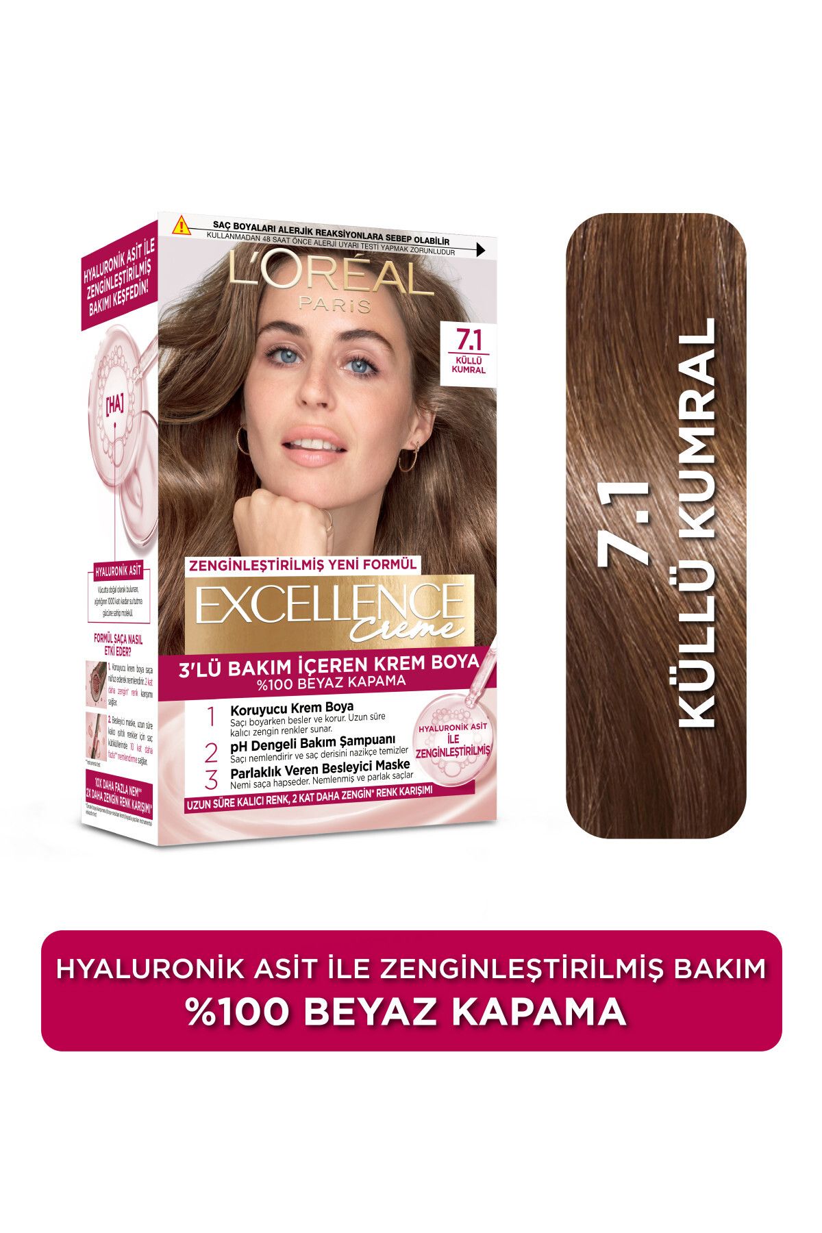 L'Oreal Paris Excellence Creme Saç Boyası 7.1 Kumral Küllü