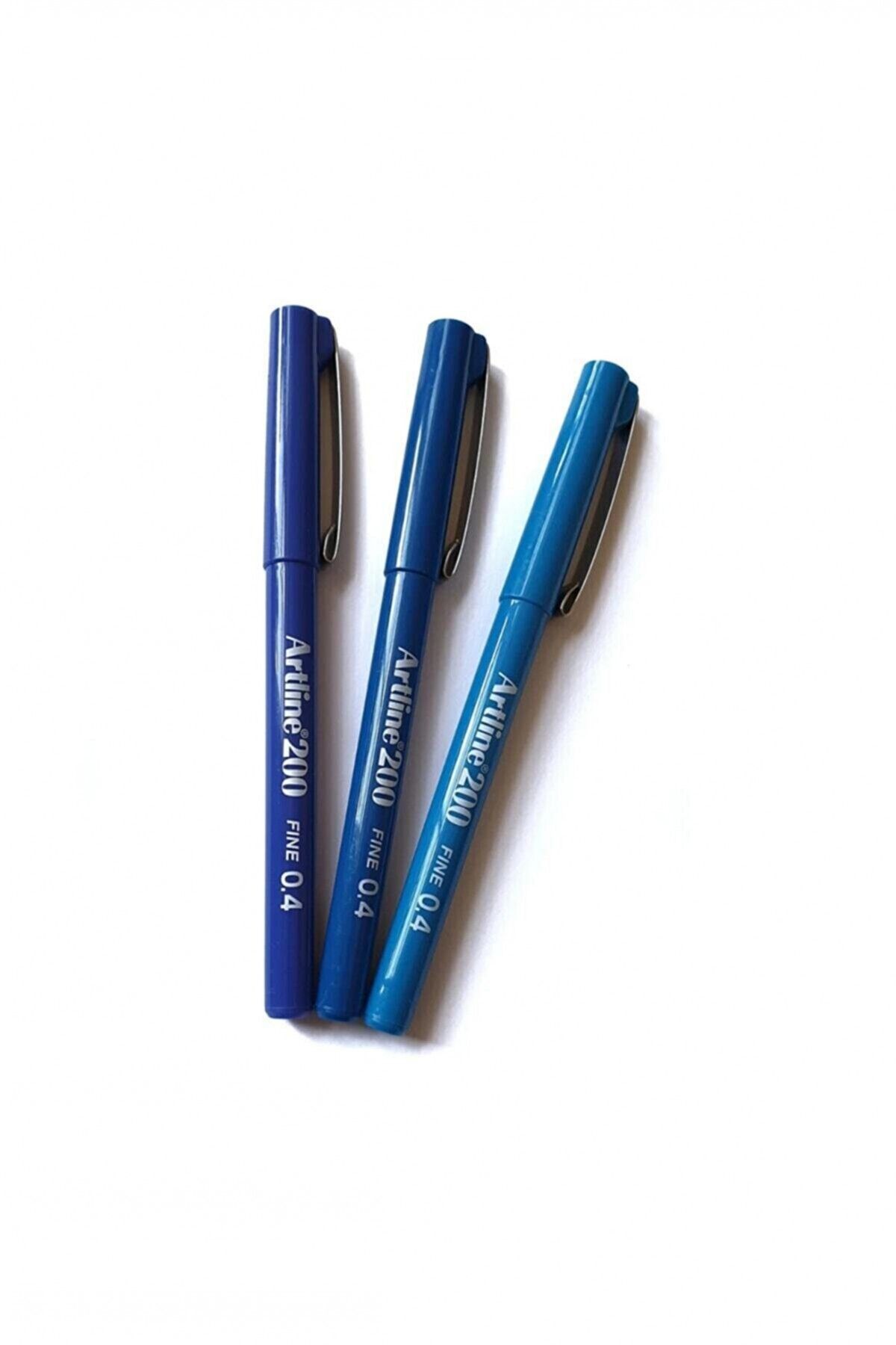 artline 200 Fine 0.4 Mm Yazı & Çizim Kalemi Mavi Tonları (3 Kalem)