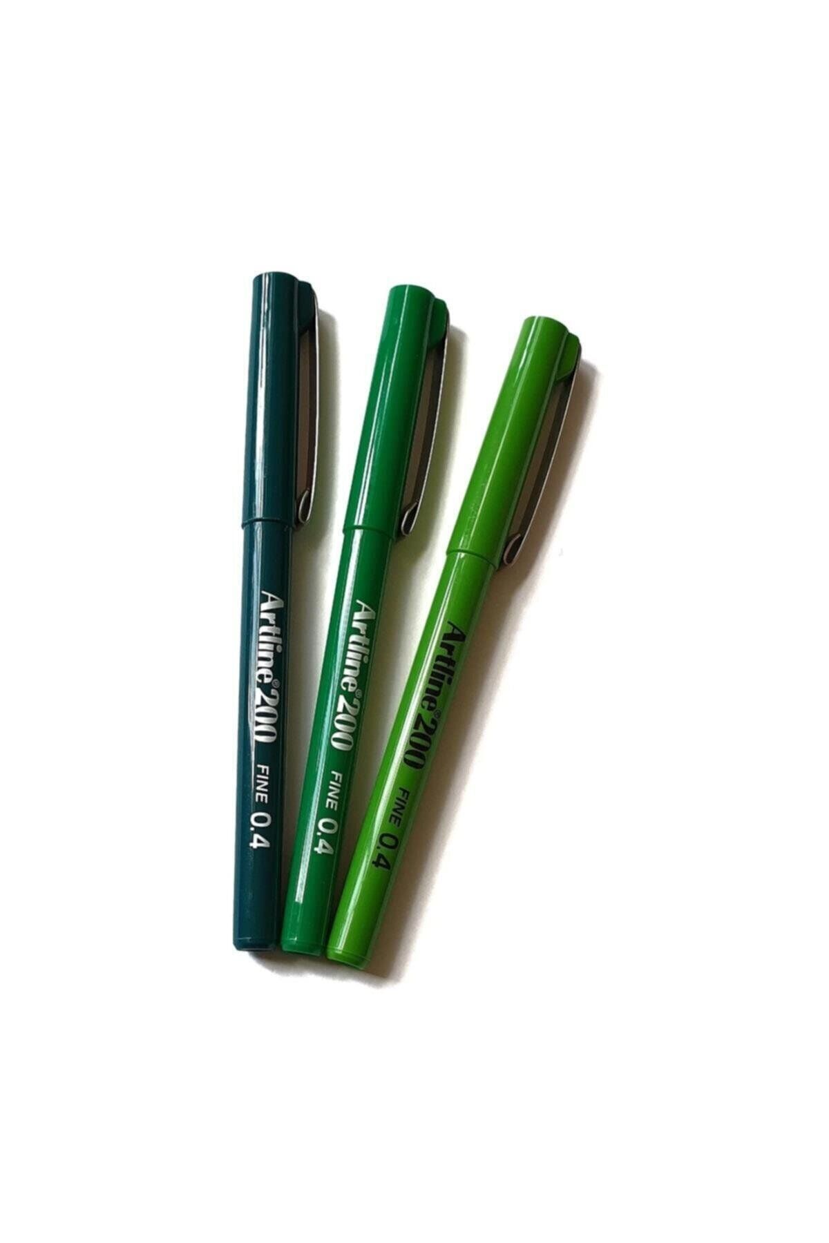artline 200 Fine 0.4 Mm Yazı & Çizim Kalemi Yeşil Tonları (3 Kalem)