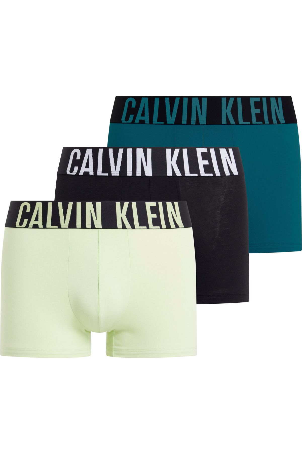 Calvin Klein Erkek Marka Logolu Elastik Bantlı Günlük Kullanıma Uygun Yeşil-siyah-turkuaz Boxer 000nb3608a-og5