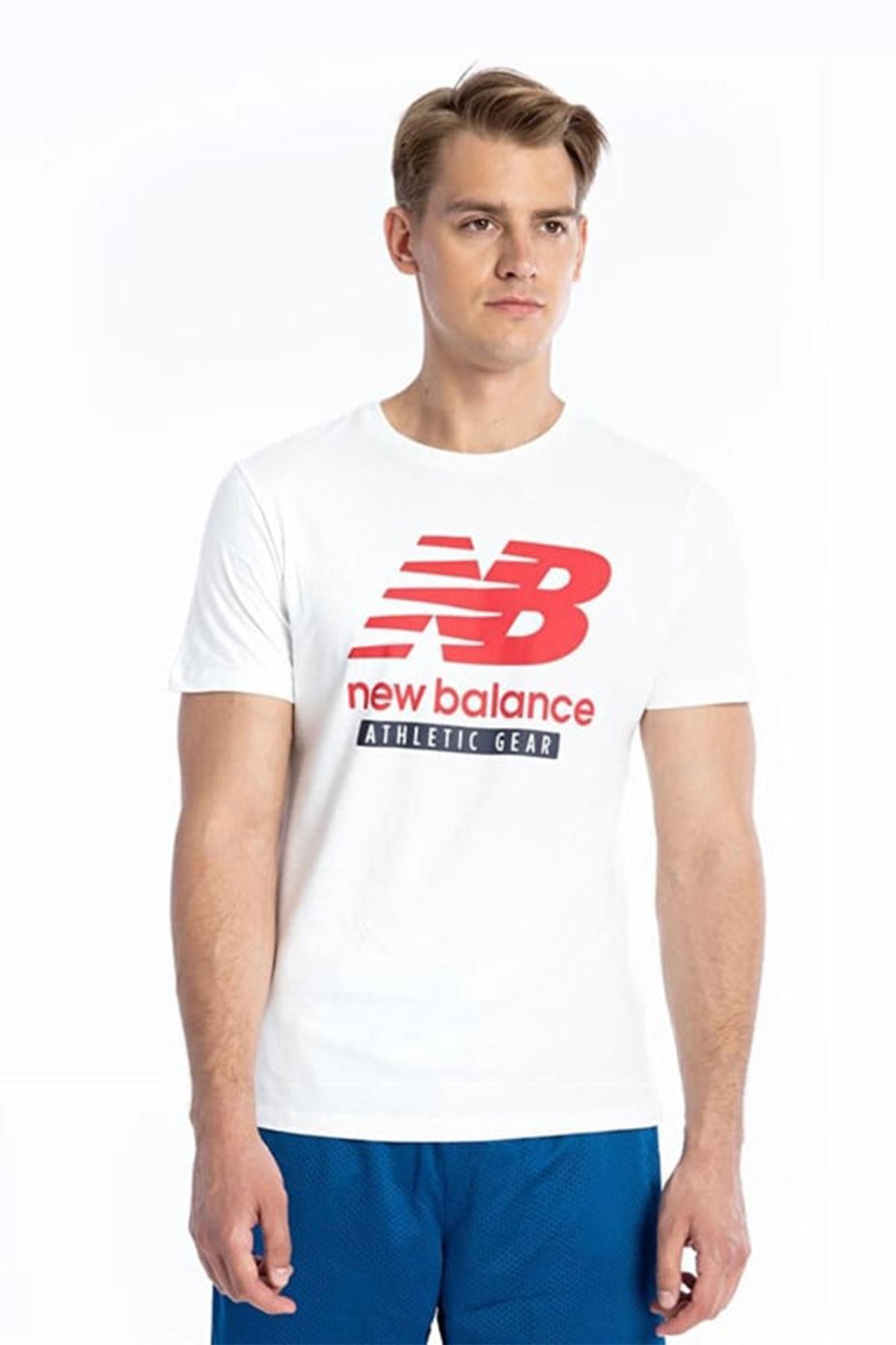 New Balance Lifestyle Erkek Tişört - MNT1205-WT