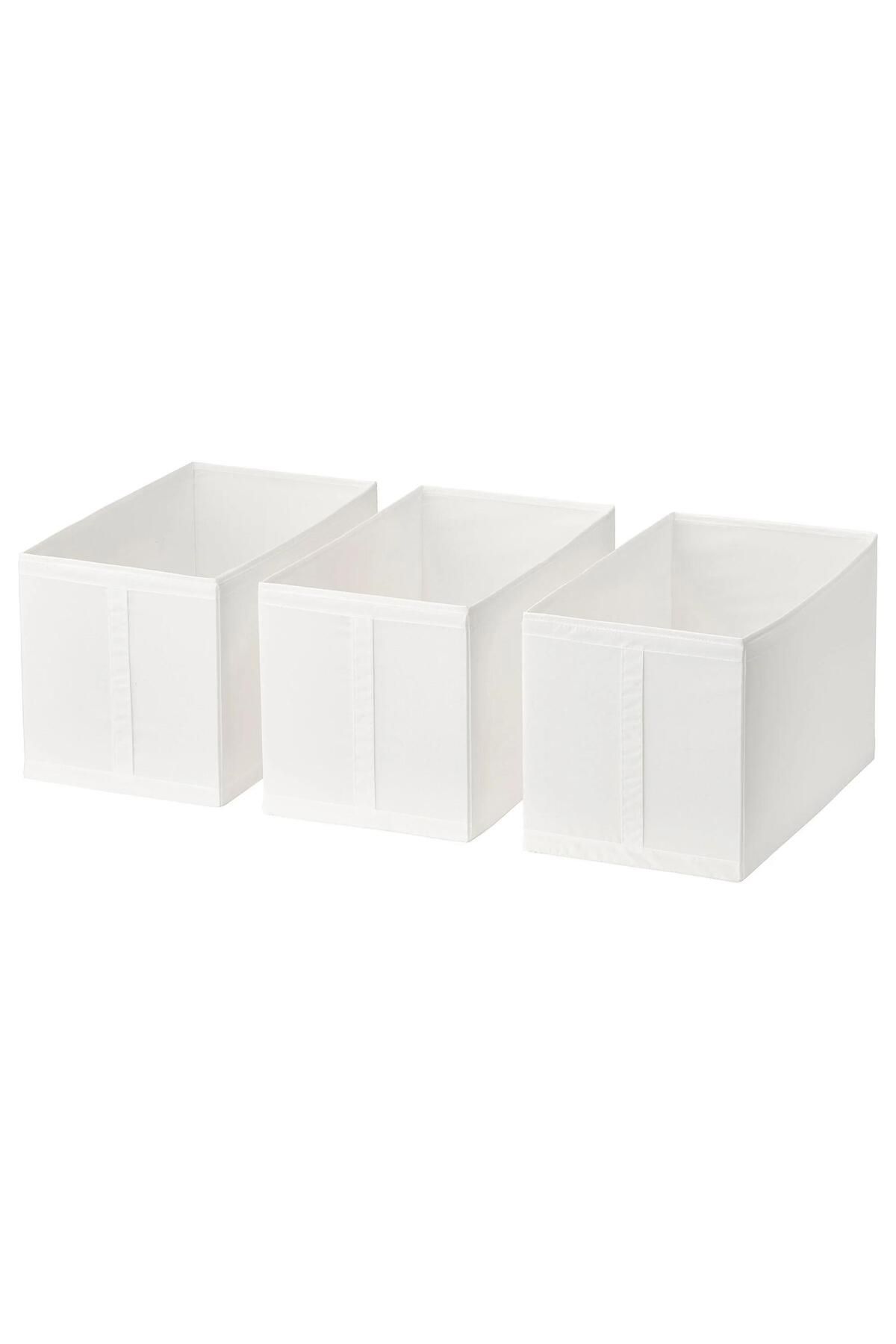 IKEA 3 Parça Düzenleme Kutu Seti MeridyenDukkan Beyaz Renk Baza-Gardrop İçi Düzenleyici Hurç 31x55x33 cm