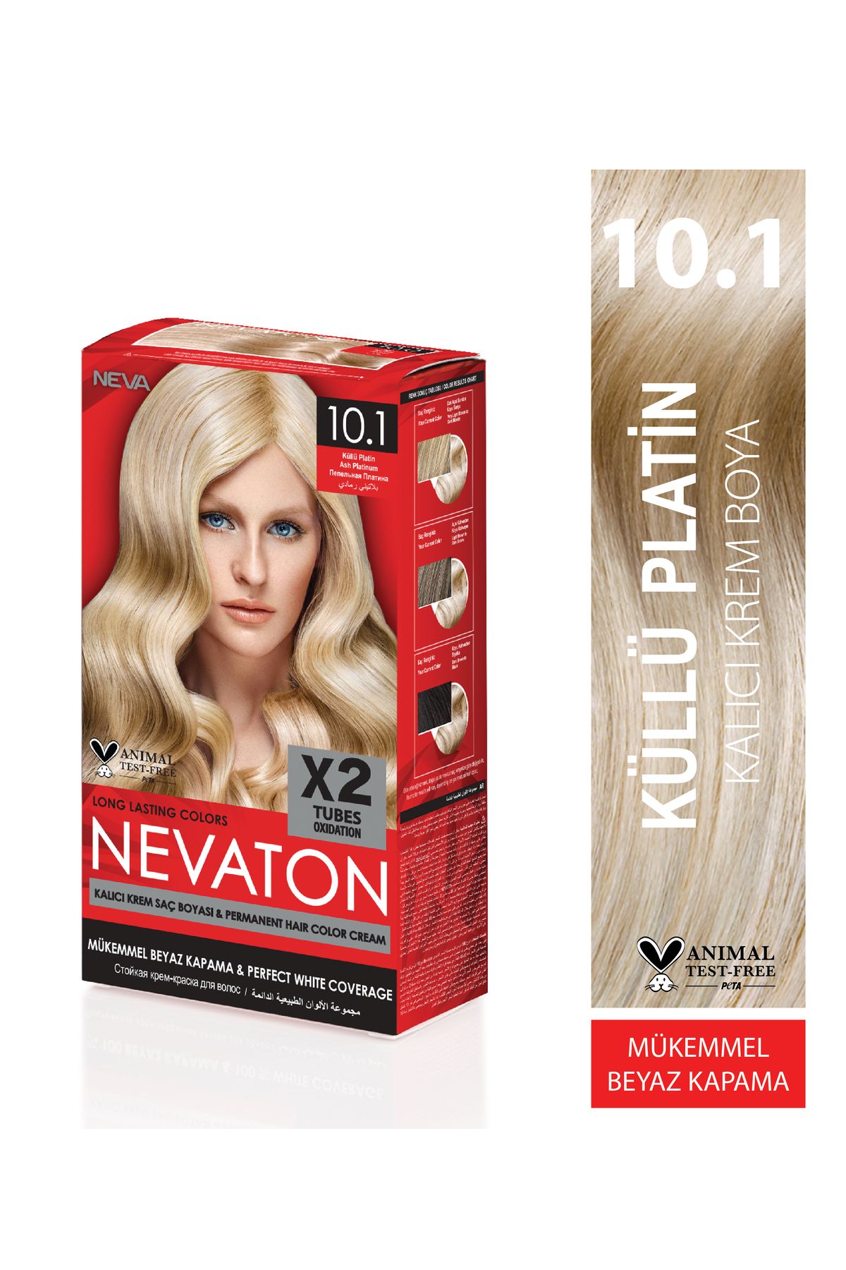 Nevaton 10.1 KÜLLÜ PLATİN Kalıcı Krem Saç Boyası Seti (X2)