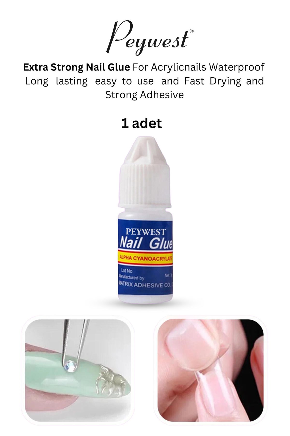 PEYWEST Extra Güçlü Professional Nail Glue Takma Protez Tırnak Yapıştırıcı 3 gr