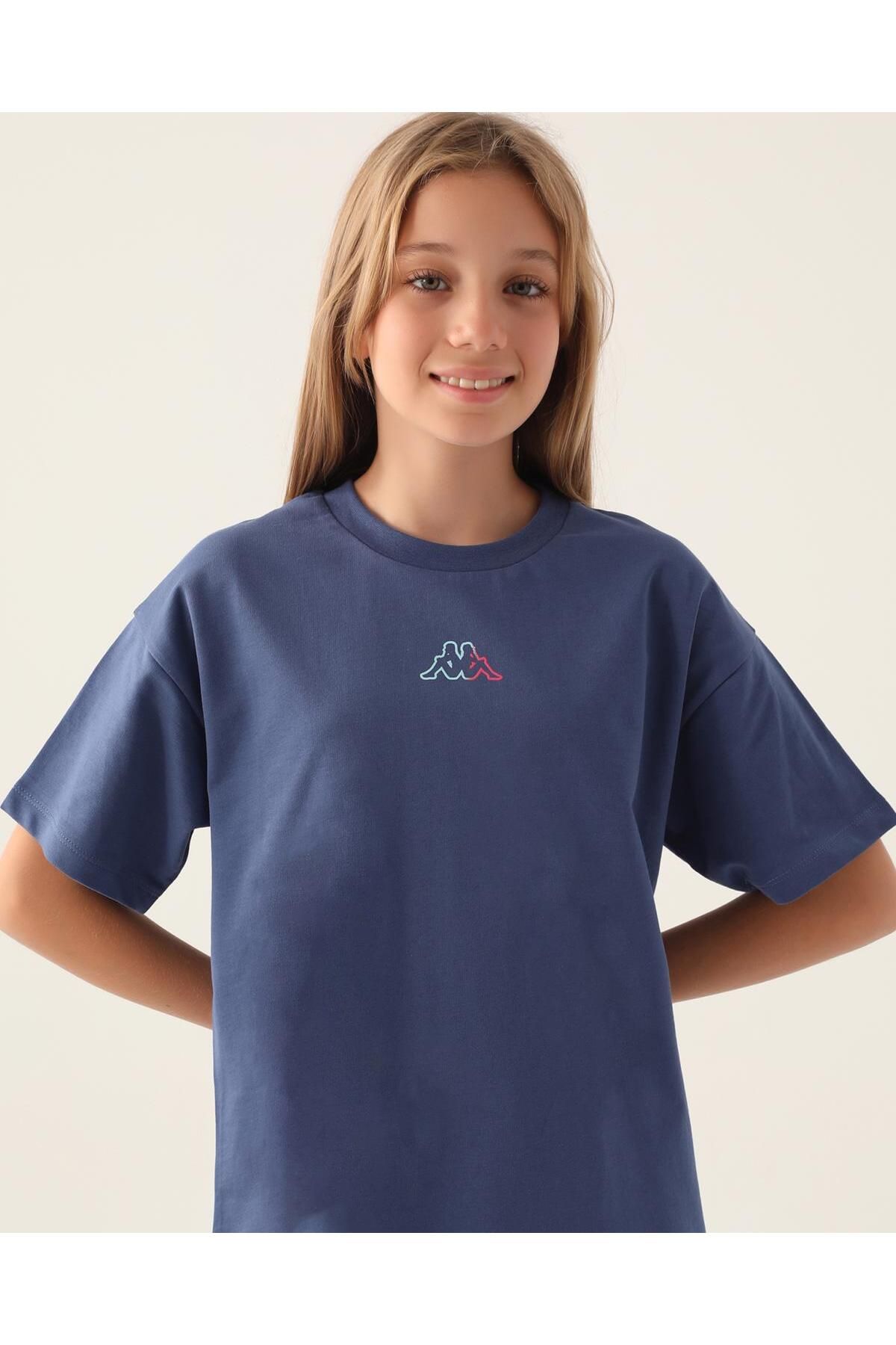 Kappa Logo Callie Kız Çocuk Mavi Regular Fit Tişört