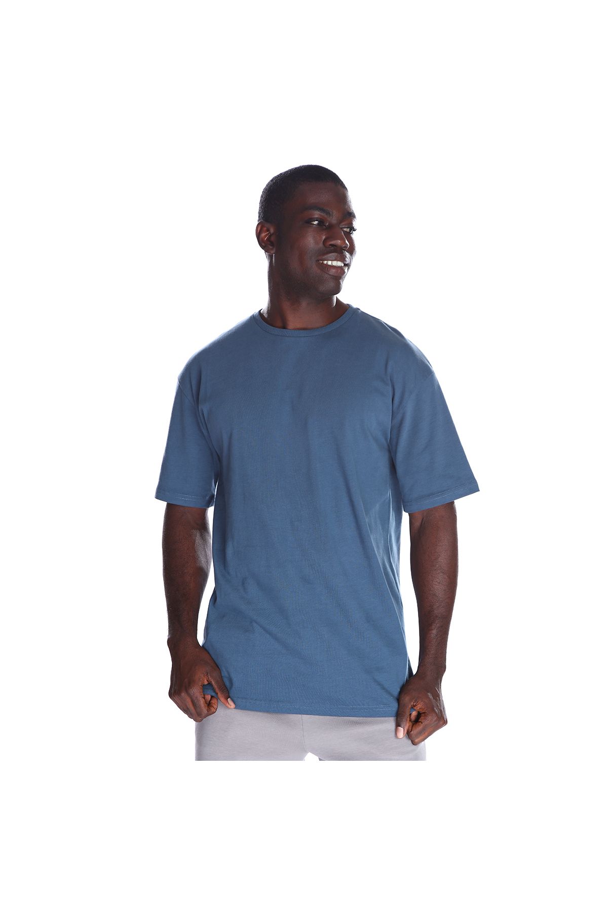 Sportive Mondo Erkek Mavi Günlük Stil Tişört 22YETL18D04-CBL
