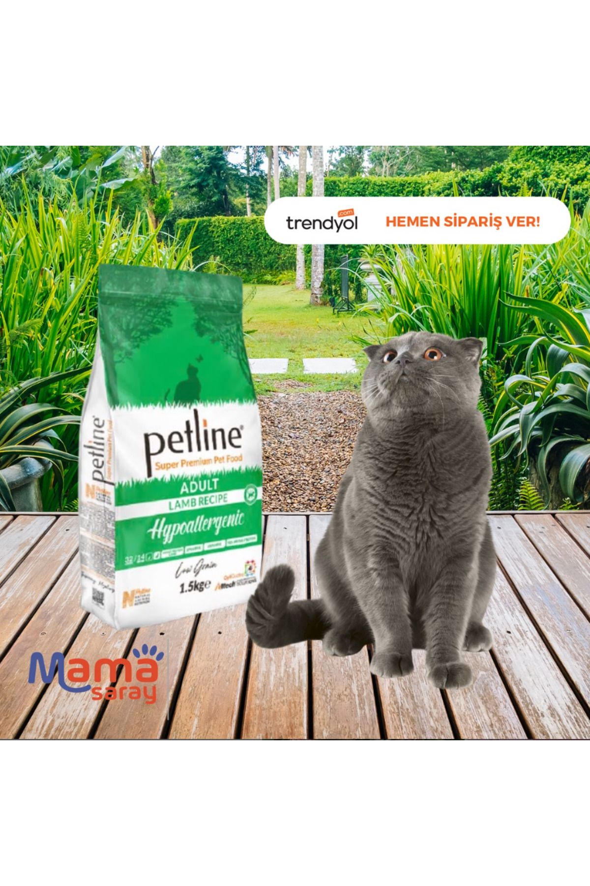 Petline Hypoallergenic, Tüy Ve Deri Sağlığı Için, Kuzu Etli Düşük Tahıllı Yetişkin Kedi Maması 1,5 Kg