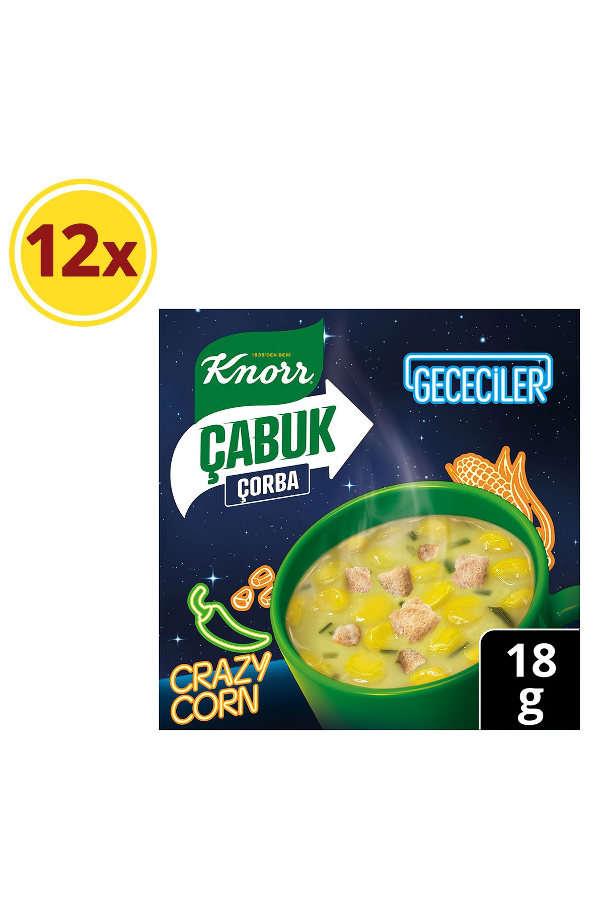 Knorr Çabuk Çorba Gececiler Crazy Corn 18g X12 Adet