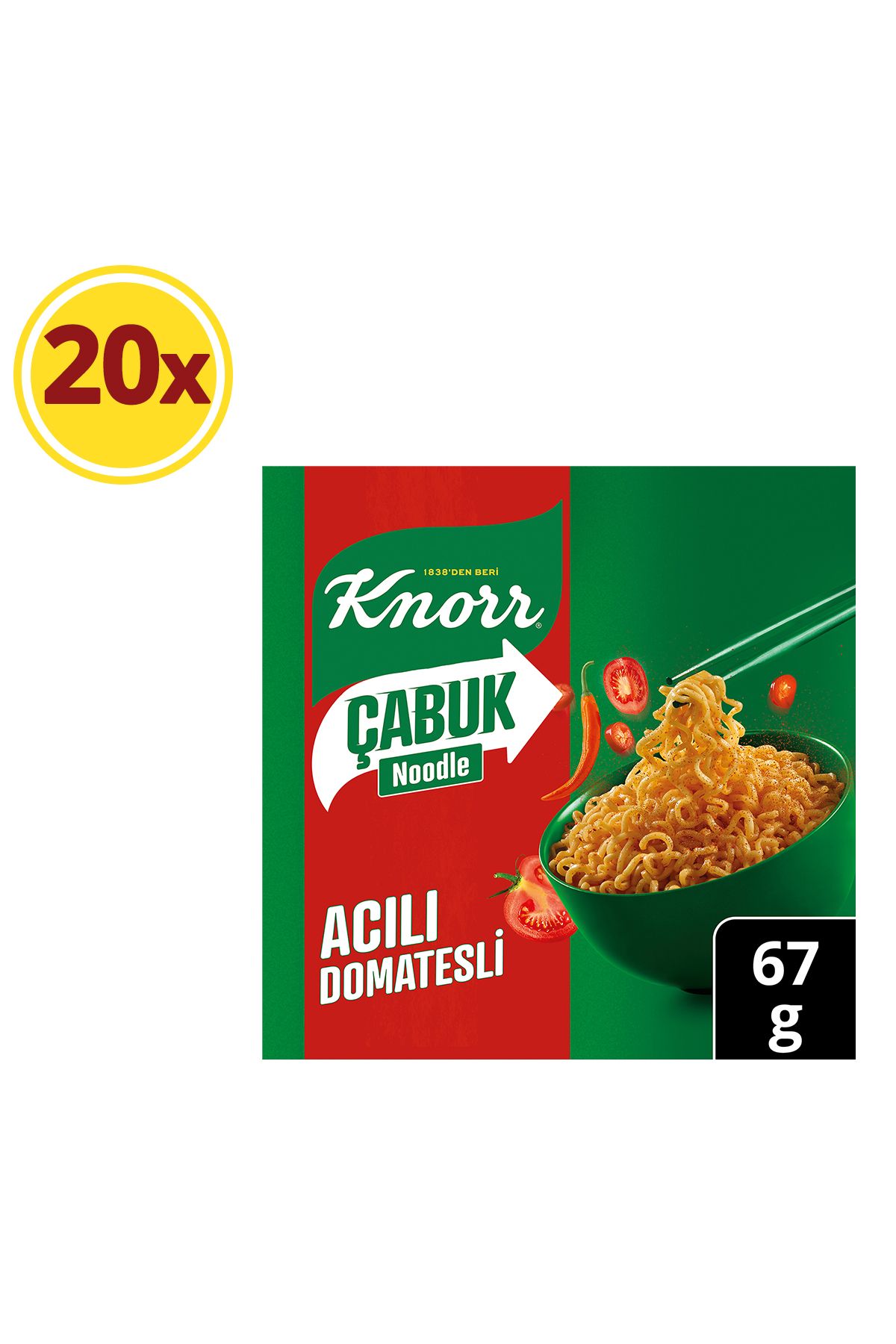 Knorr Çabuk Acılı Domatesli Noodle 67 gr X 20 Adet