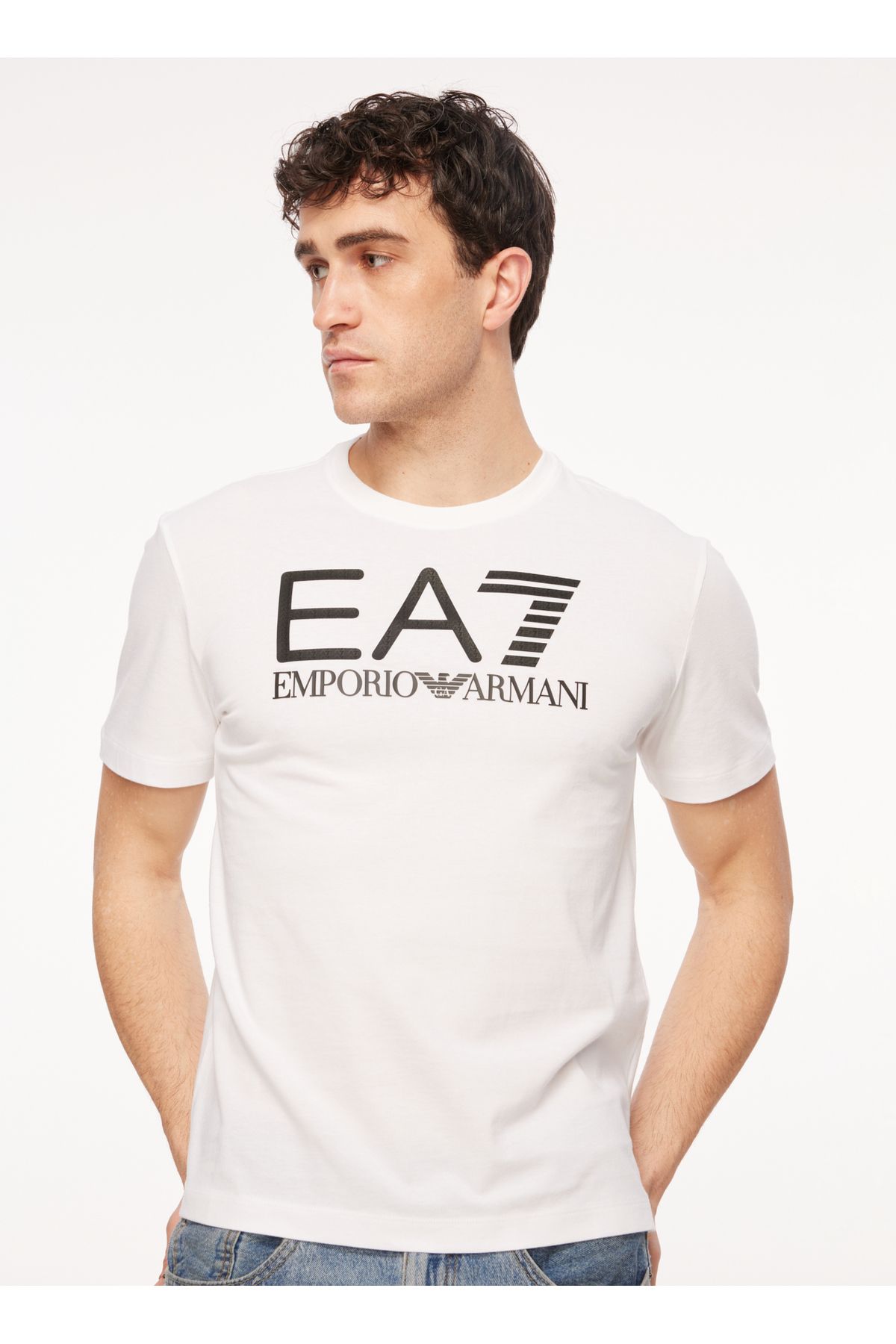 EA7 Bisiklet Yaka Beyaz Erkek T-shirt 6rpt11pjnvz1100