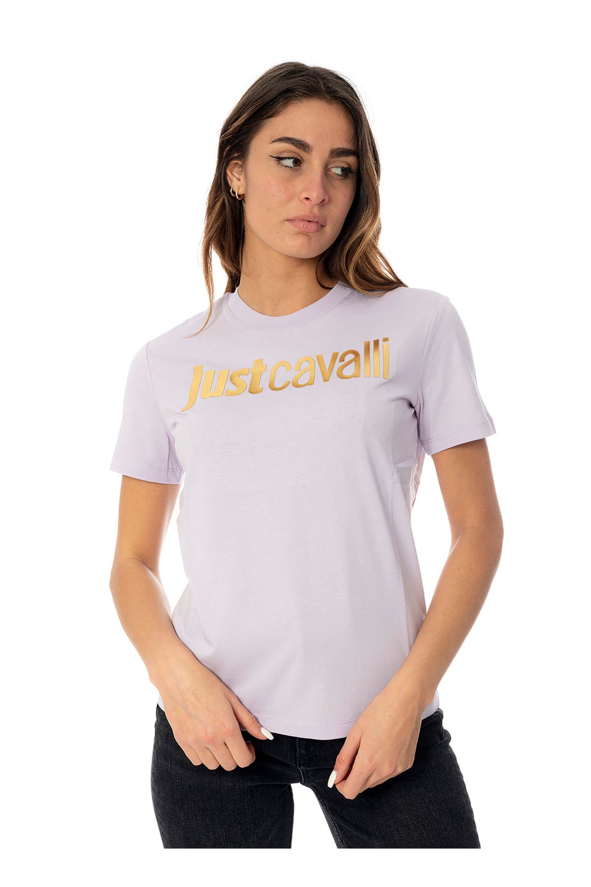 Just Cavalli Bisiklet Yaka Baskılı Beyaz Kadın T-shirt 75paht00