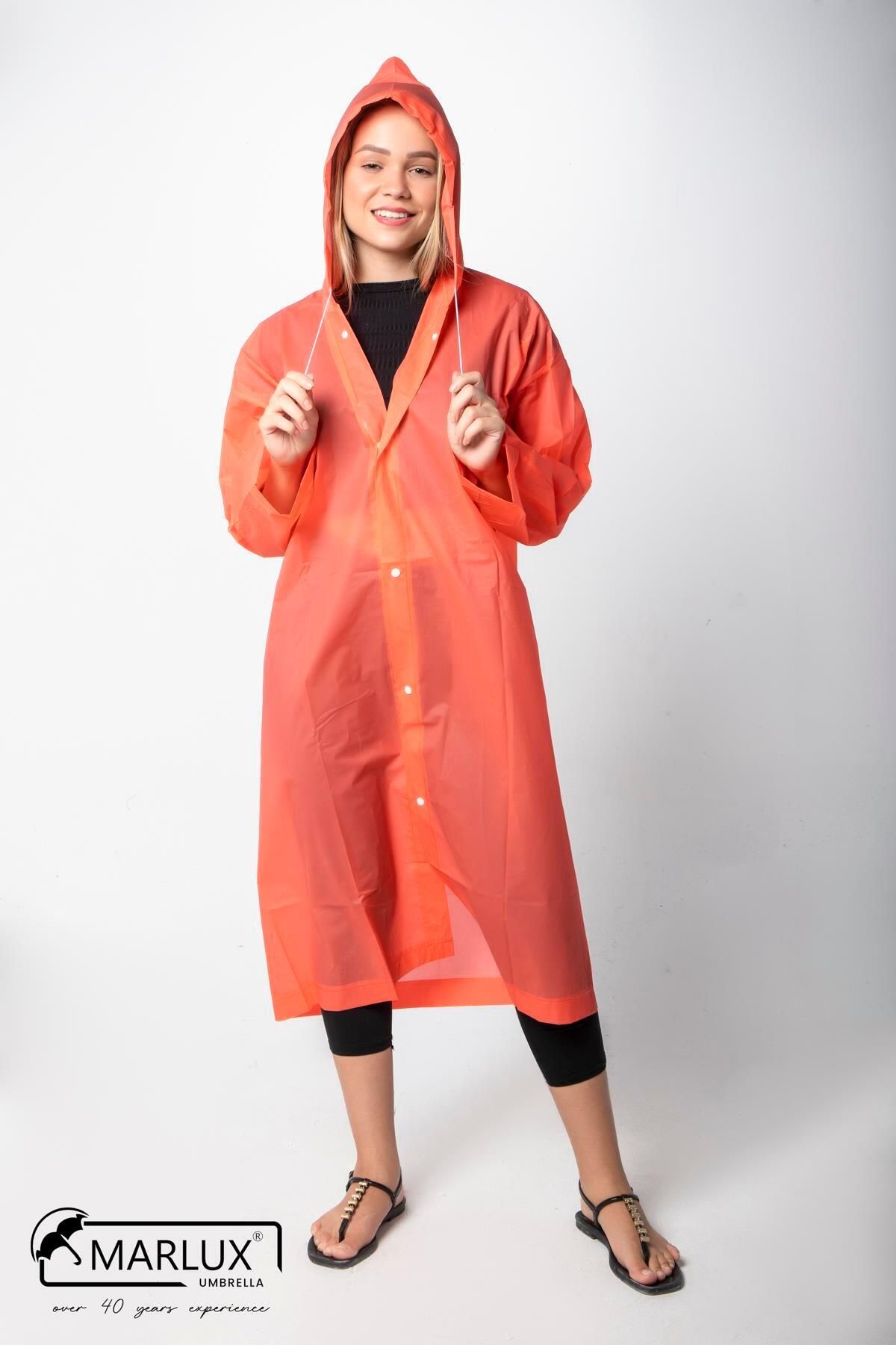 Marlux Kadın Erkek Yağmurluk Kapüşonlu Çıtçıtlı Eva Turuncu Yağmurluk M21mrc881r14