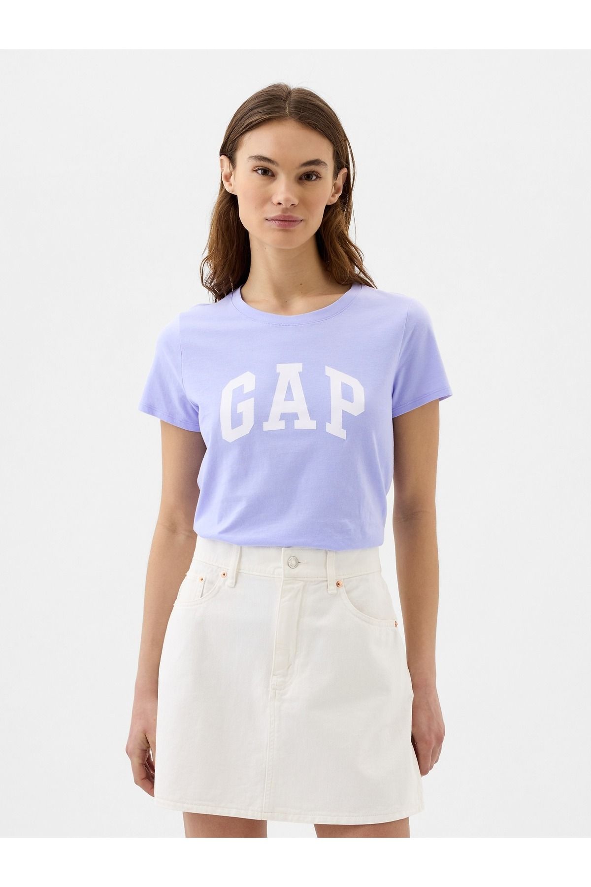 GAP Kadın Lila Gap Logo T-Shirt