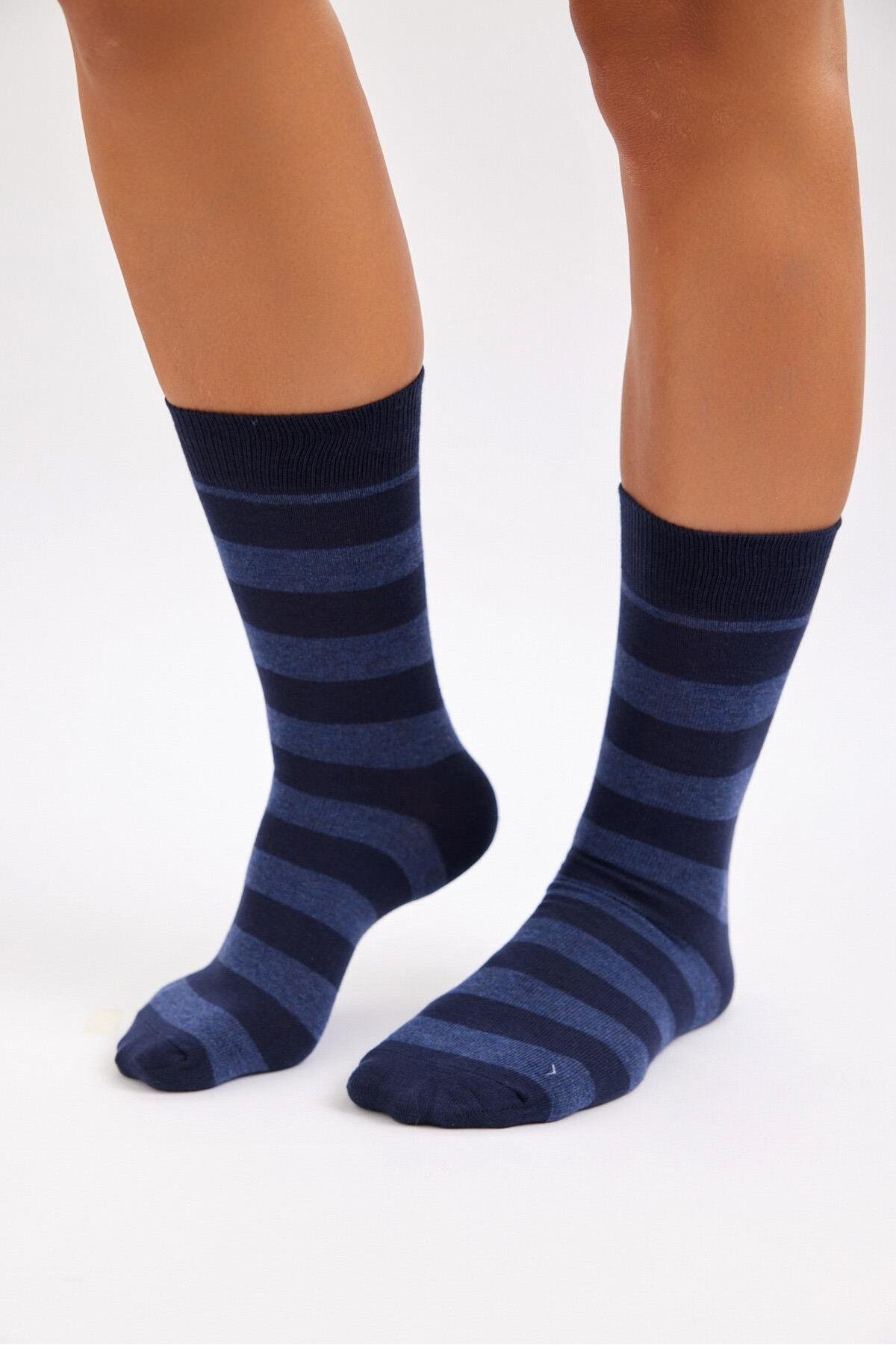 Katia & Bony Erkek Çizgi Detaylı Soket Çorap Mavi