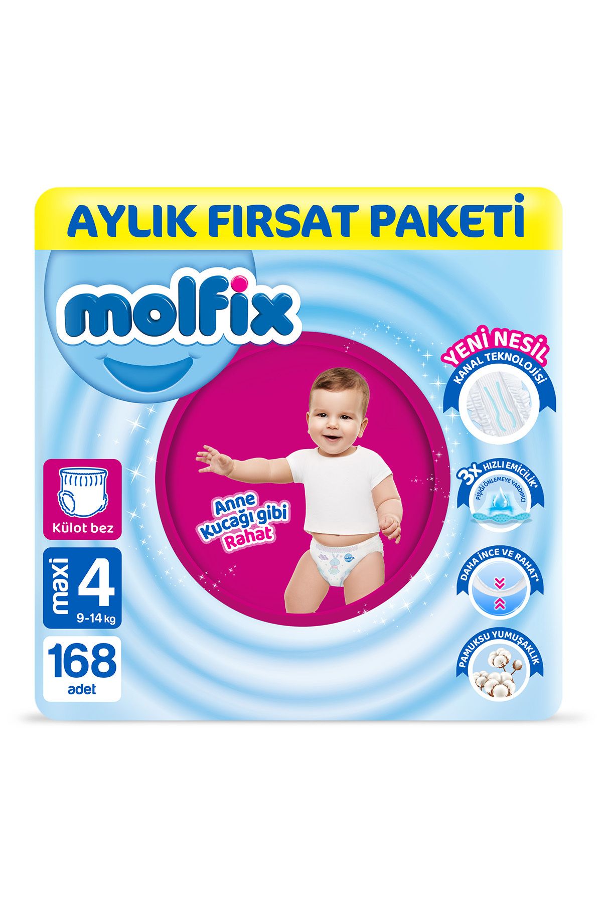 Molfix Pants Bebek Bezi 4 Beden Maxi Aylık Fırsat Paketi 168 Adet