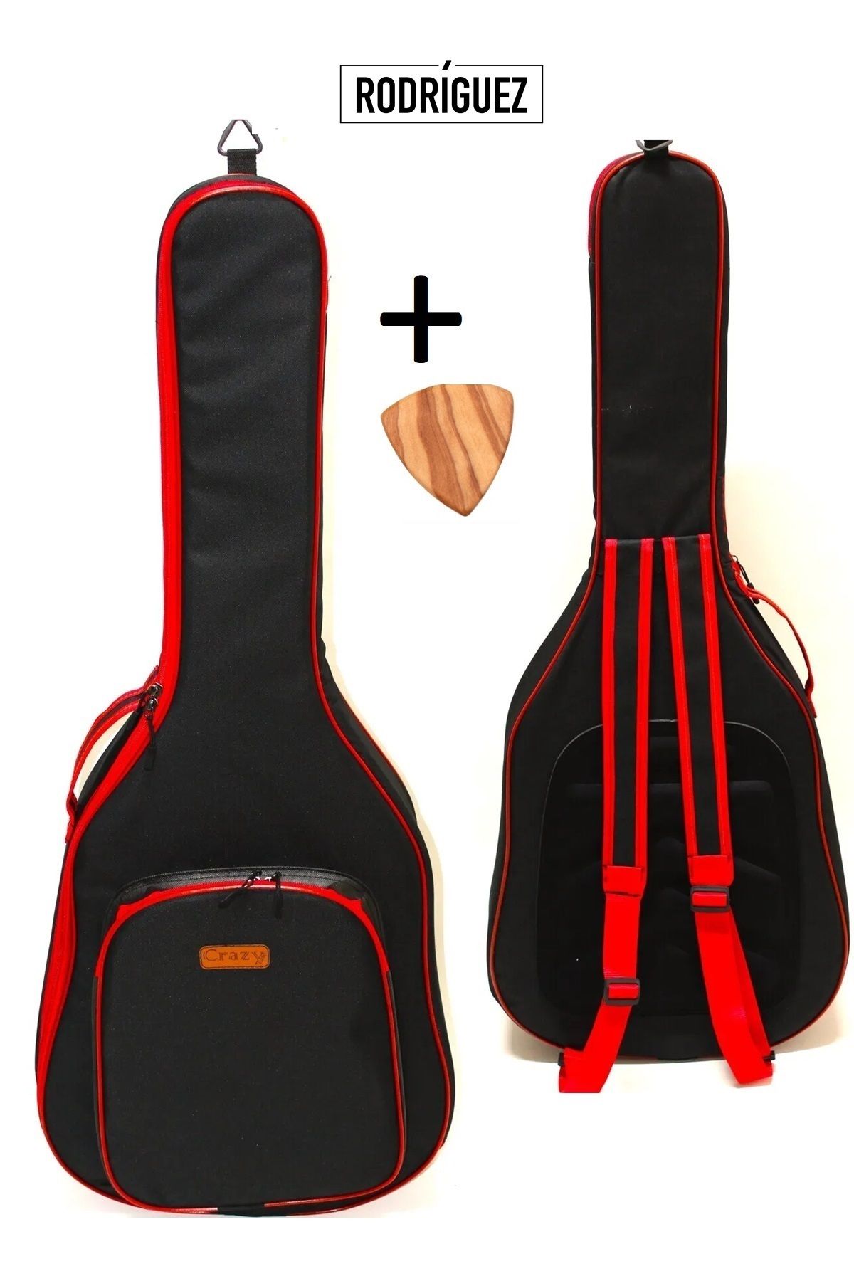 Rodriguez Özel Tasarım Yamaha Uyumlu Akustik Gitar Kılıfı Gri Taşıma Çantası Gigbag Softcase + Ahşap Pena