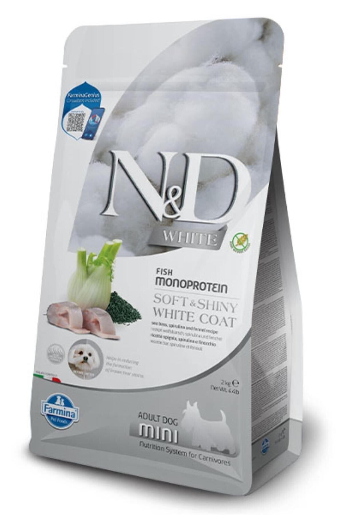 N & D White Levrek Spirulina Ve Rezeneli Küçük Irk Yetişkin Köpek Maması 2kg
