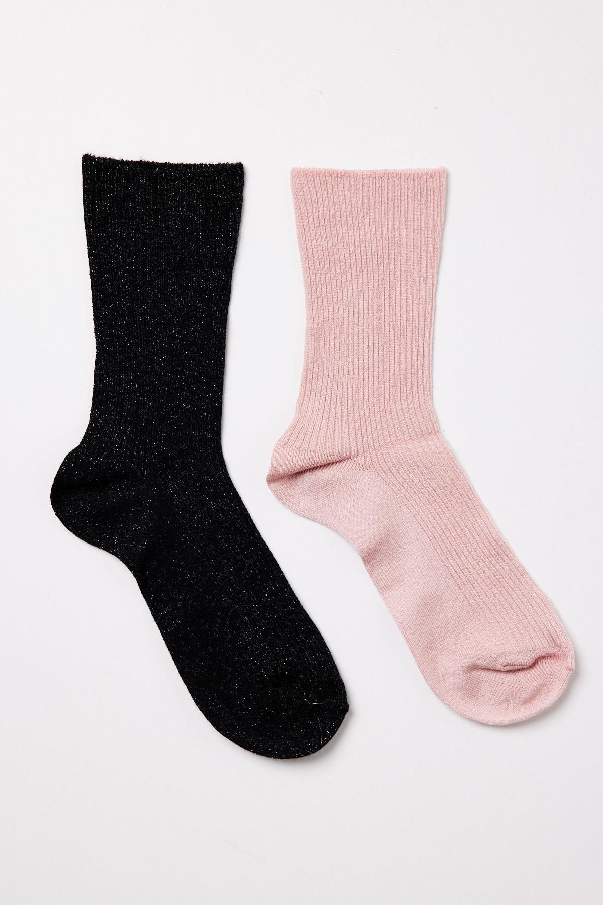 Katia & Bony 2'li Paket Kadın Viskon Soket Çorap Siyah/pembe