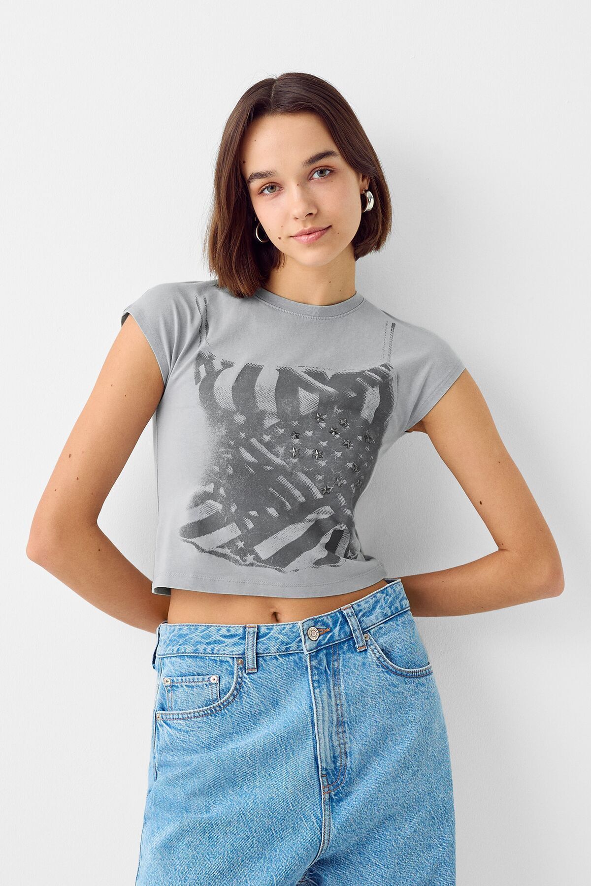Bershka Kısa kollu baskılı t-shirt