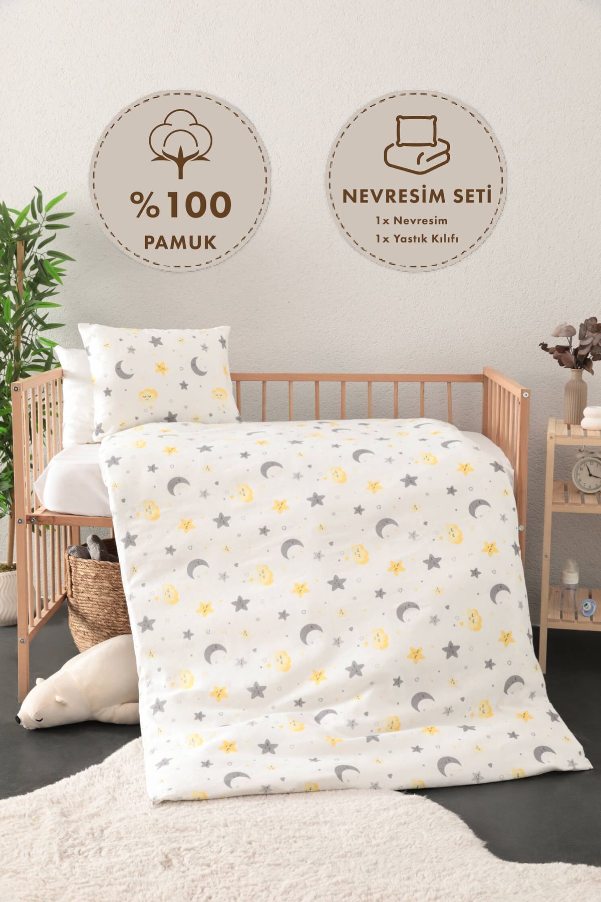 FAVORA Sleep Kışlık Flanel Pazen Bebek Nevresim Seti - Sarı