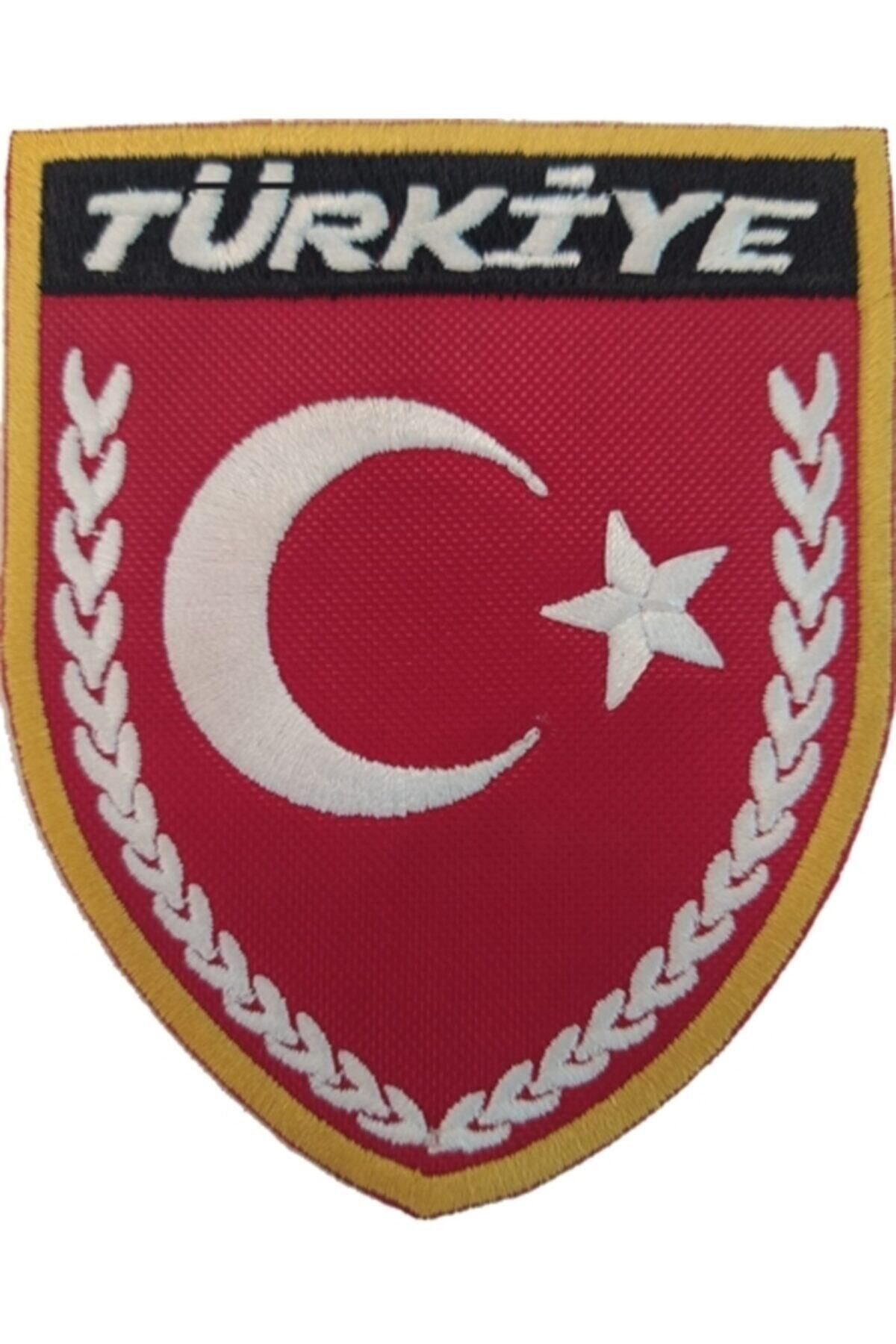 Sim Nakış Cırt Bantlı Turkey Türkiye Türk Bayrak Nakış Işleme Arma Patch Peç 8×9,5 Cm