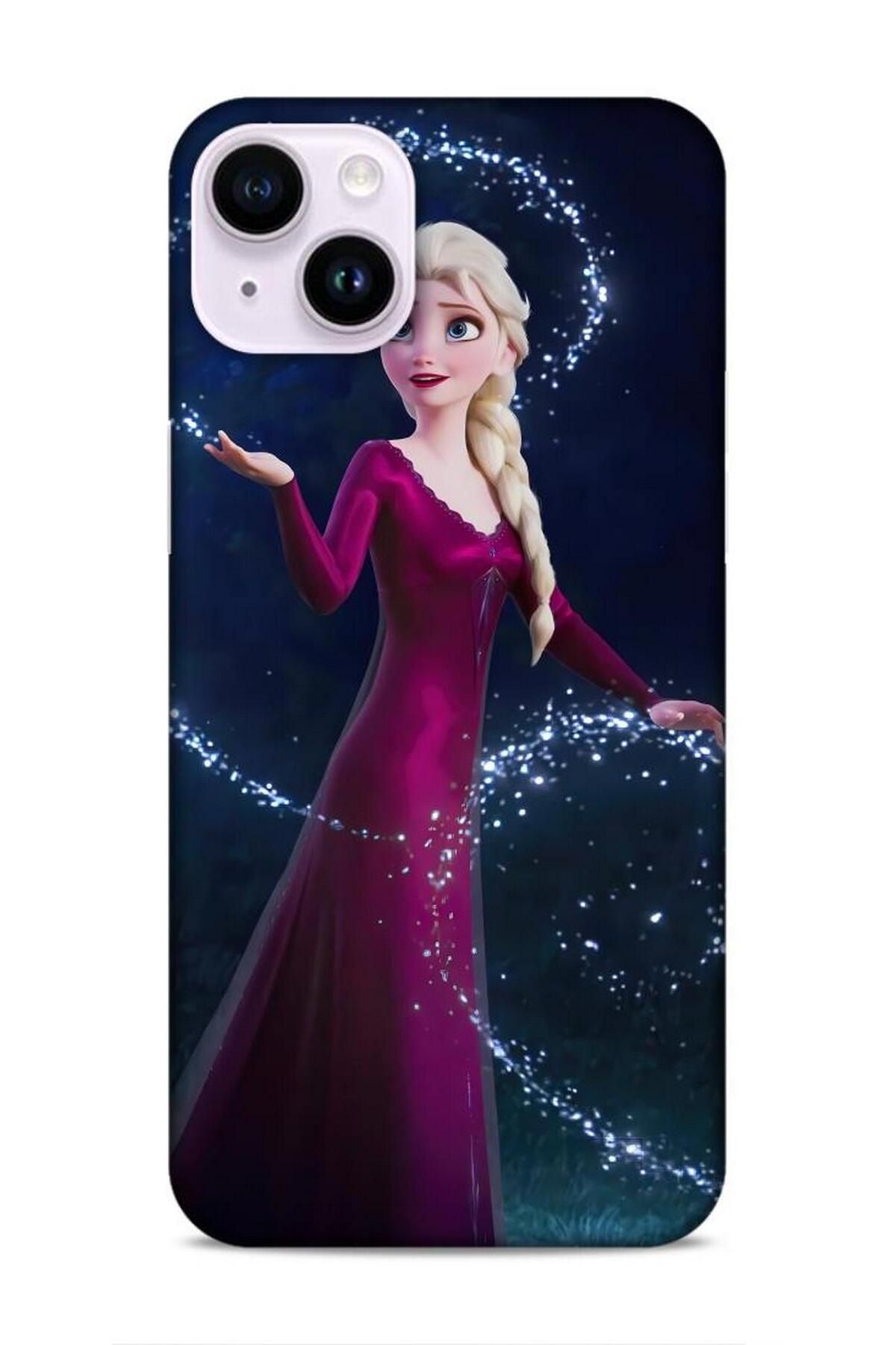 Lopard Apple iPhone 14 Plus Kılıf Animasyon 3 Frozen Elsa Ülkesi Bordo Arka Kapak