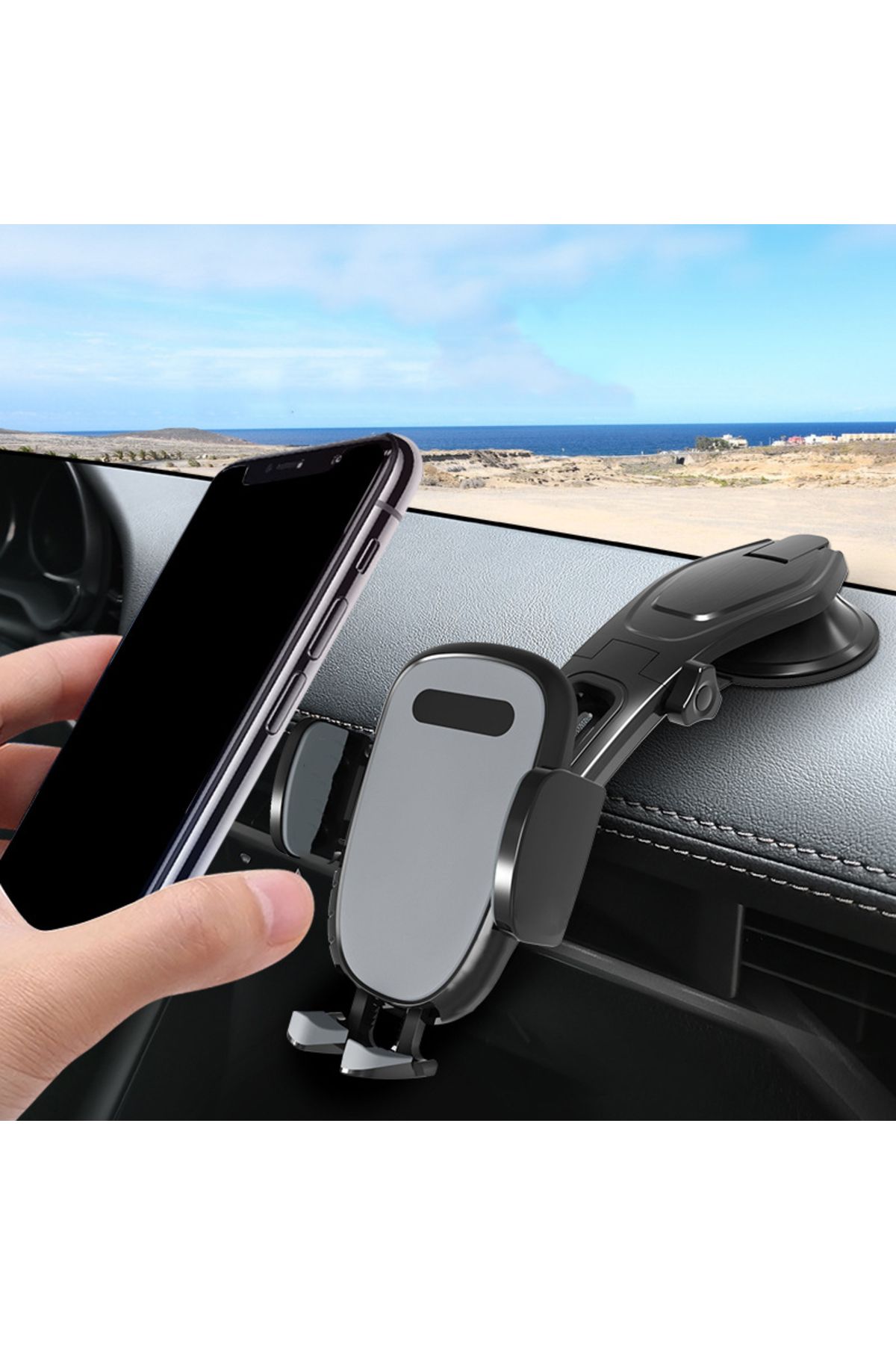 Dexmon Araç İçi Telefon Tutucu Torpido Cam Vantuzlu Yapışkanlı 360 Derece Dönen Kolay Kullanım