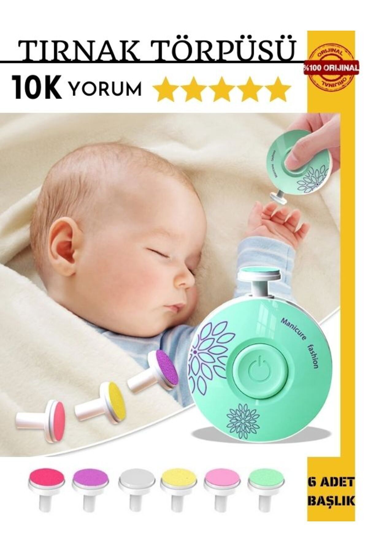 TWOX Yenidoğan Bebek Dönerli Pilli Tırnak Kesme Törpüleme Makinası Tırnak Makası Bebek Bakım