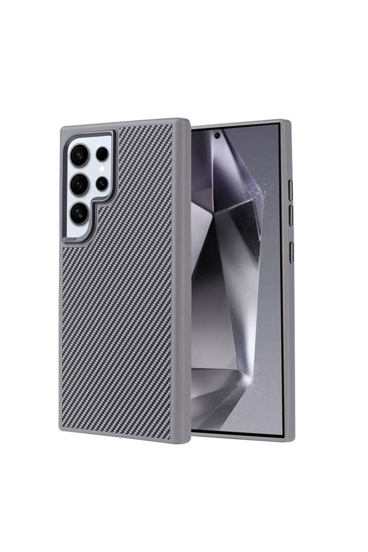 Nezih Case Samsung Galaxy S24 Ultra Uyumlu 600D Karbon Fiber Hybrid Kevlar Kapak Kılıf