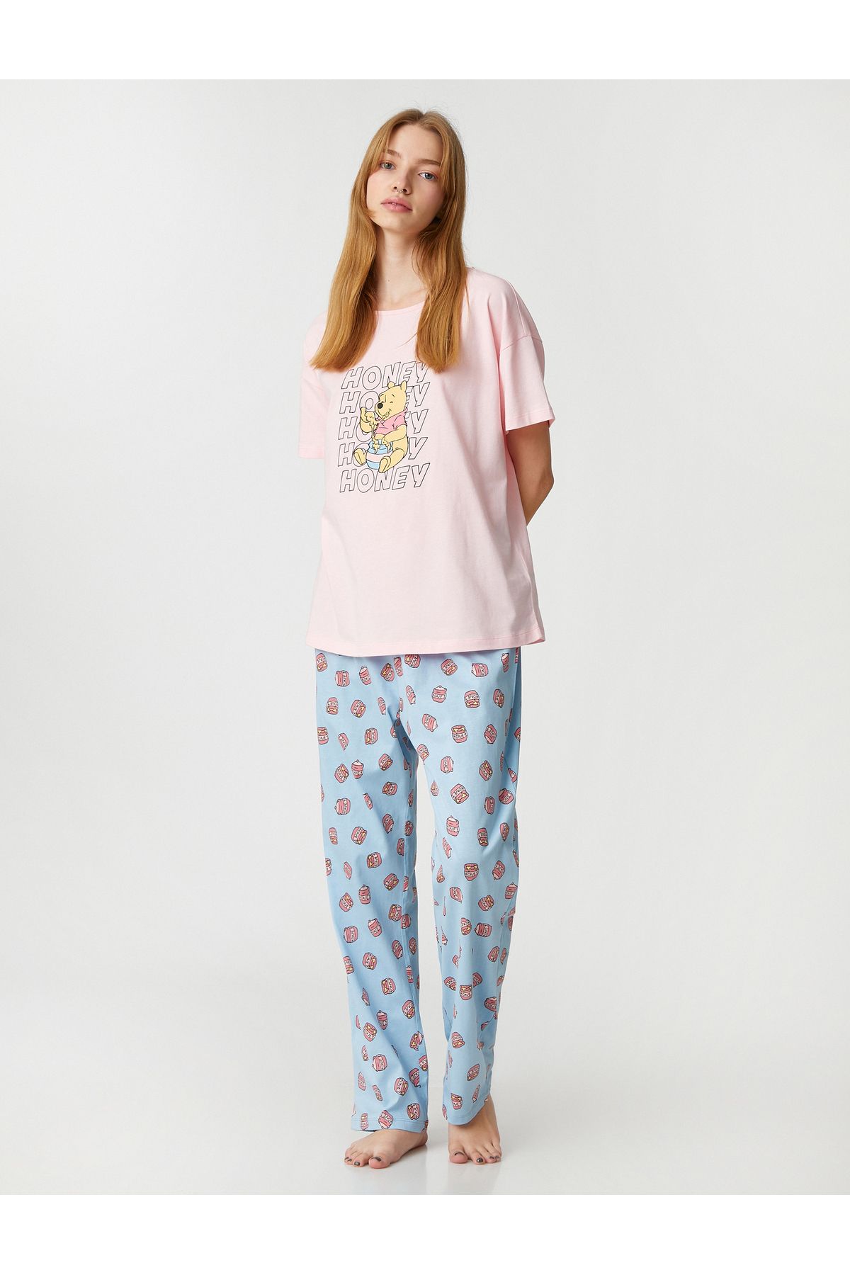 Koton Winnie The Pooh Pijama Takımı Pamuklu Lisanslı Baskılı