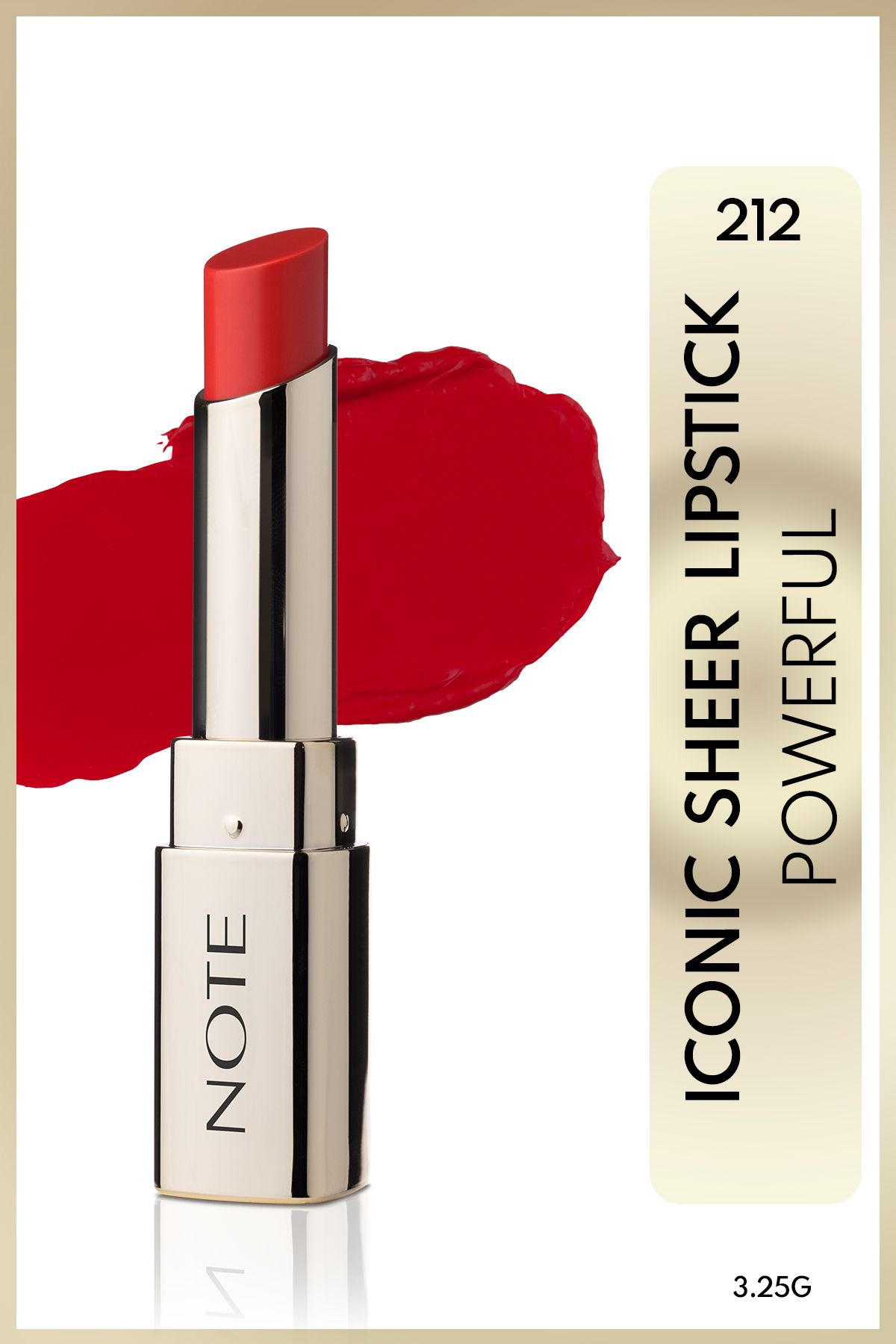 Note Cosmetics Iconic Sheer Lipstick Nemlendirici Parlak Ruj 212 Powerful - Kırmızı