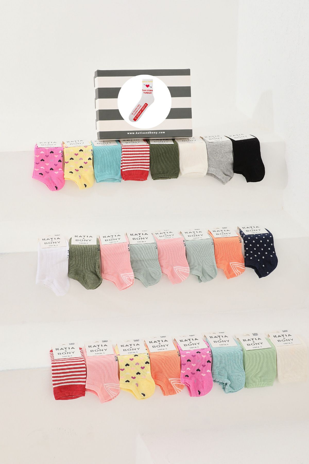 Katia & Bony Kadın 24'lü Karışık Renkli Kutulu Patik Çorap