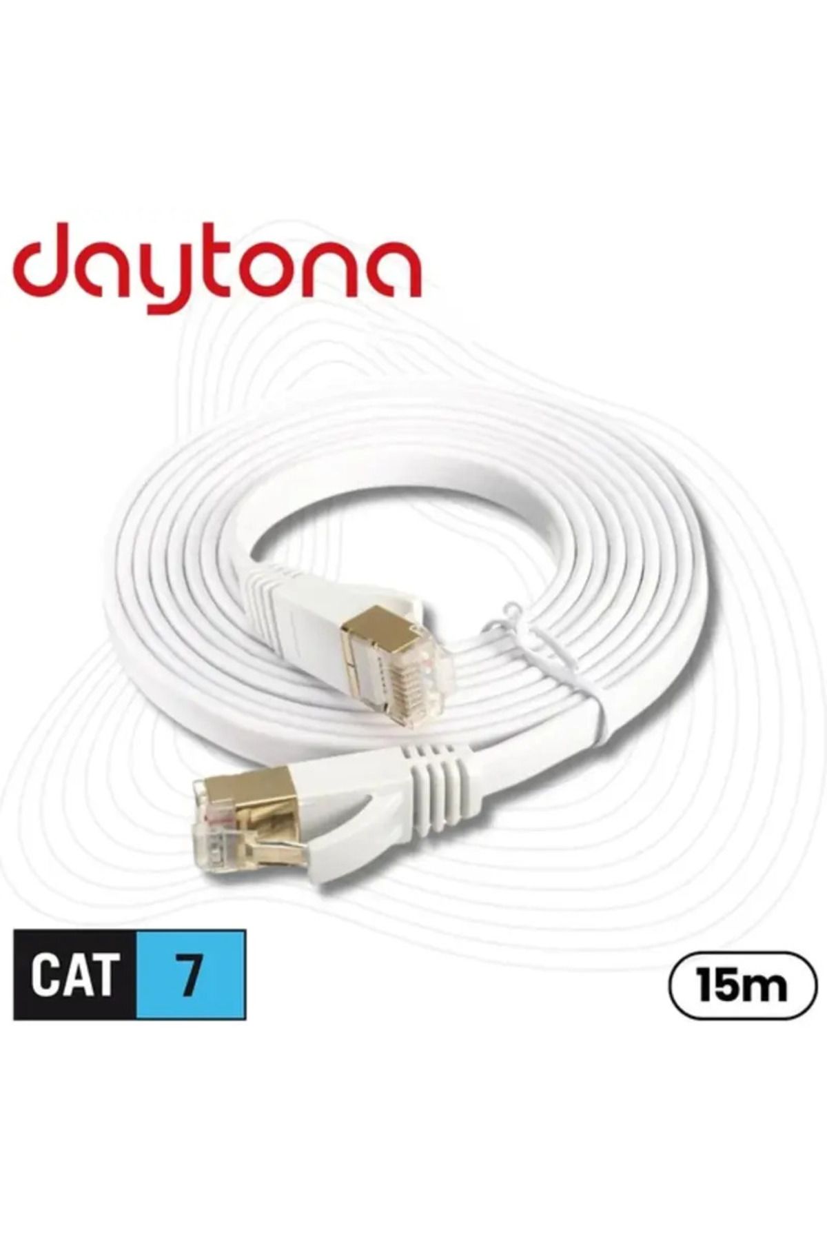 Daytona A4964 Gigabit Cat7 Flat Ethernet RJ45 Modem 10GBPS 600MHZ Internet Kablosu (15 metre)