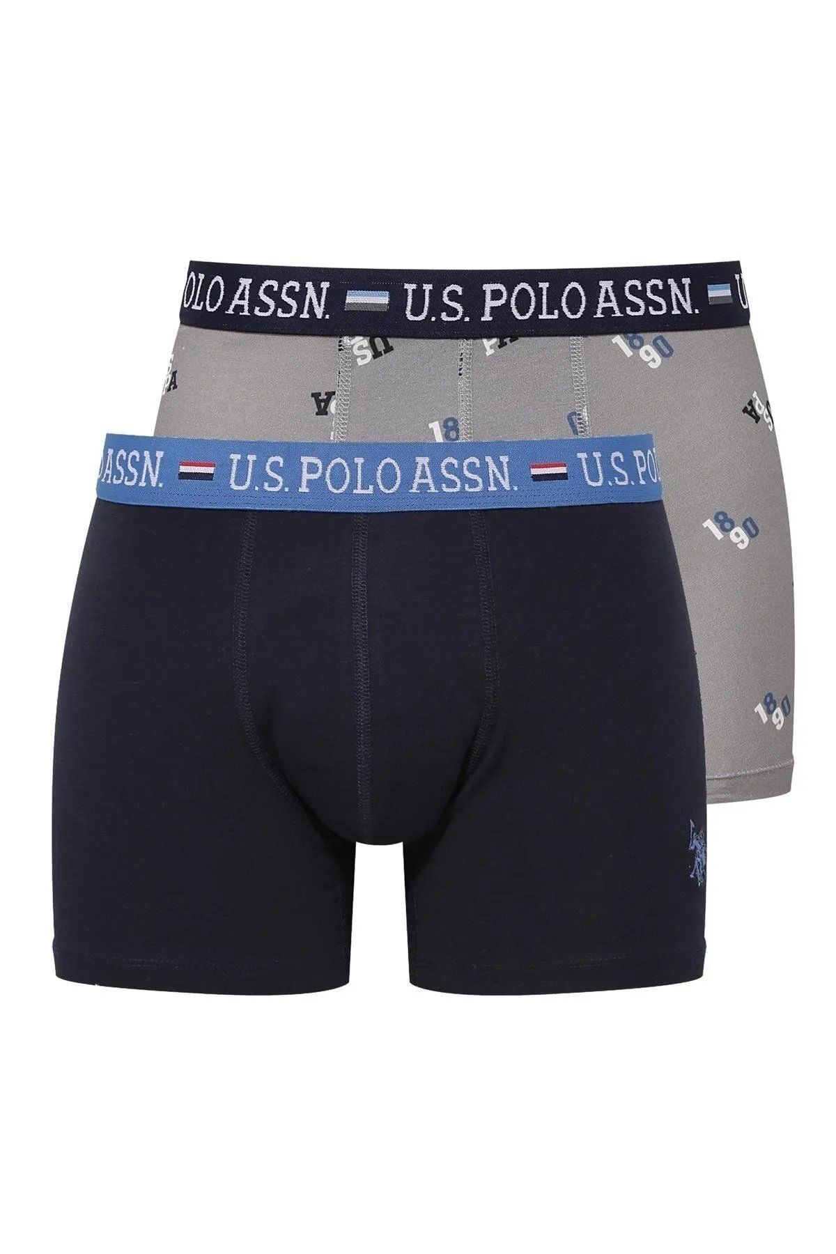 U.S. Polo Assn. U.S. Polo Assn. - Erkek İç Giyim Modal Gri Baskılı & Lacivert 2'li Boxer Set L.2.0.1.L.0.86