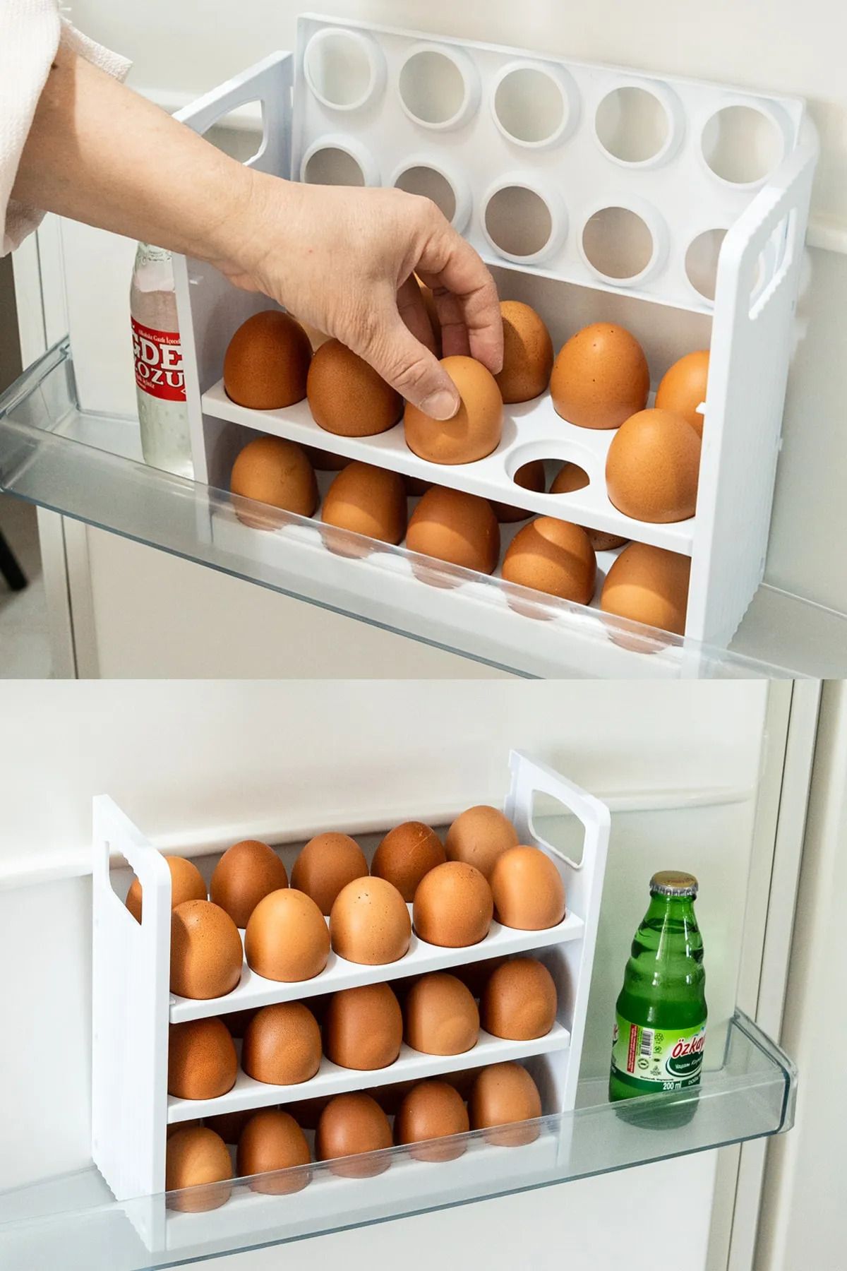 Mutfak Köşesi Yumurta Organizeri Buzdolabı Yumurtalık Düzenleyici 30'lu 3 Katlı Raf Yumurtalık Kutusu