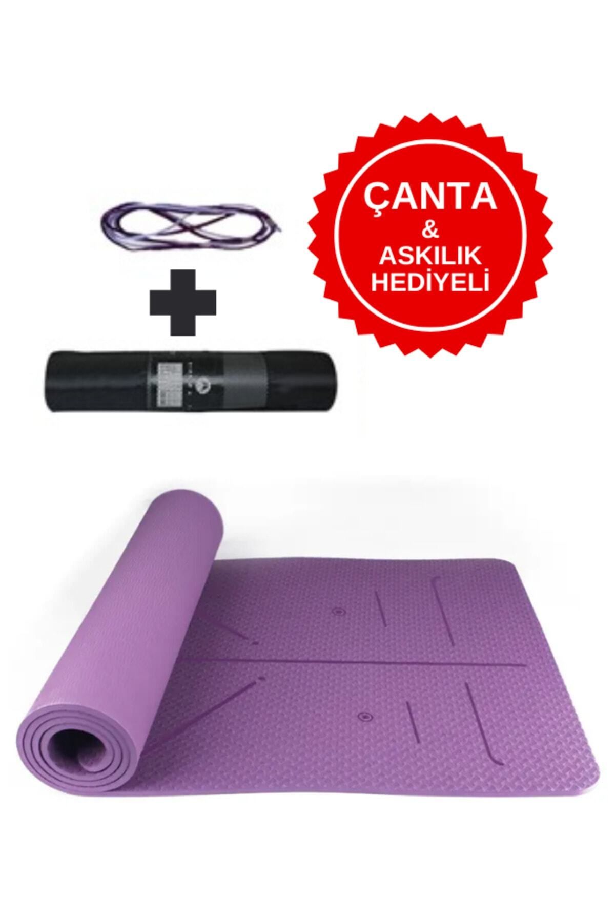 XTR Fitness Ekstra Konforlu Yoga Matı - 8mm Kalınlık, Ekolojik Tpe Pilates Egzersiz Minderi Mor