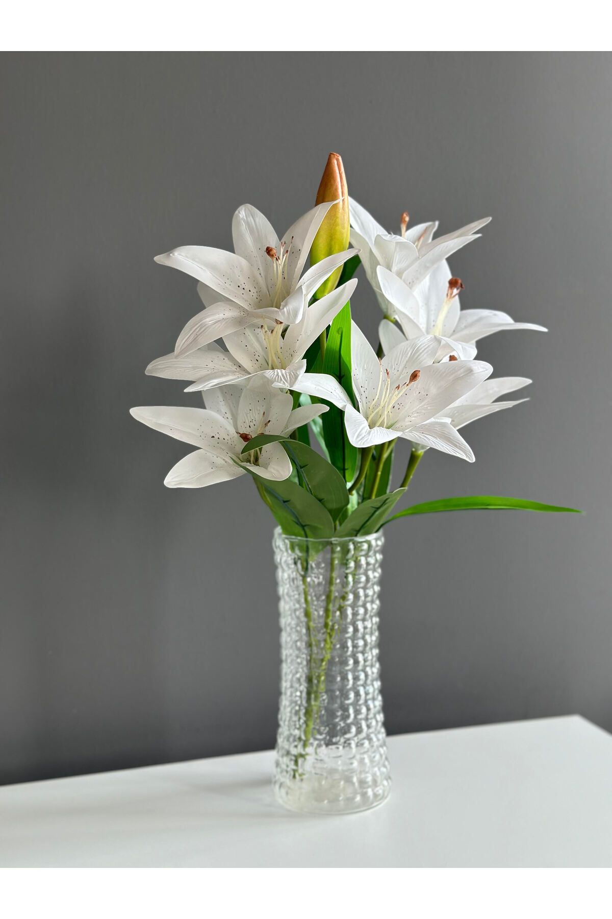 Luvienn Yapay Lilyum Vazo Çiçeği-7 Kafalı Yapay Zambak Çiçeği