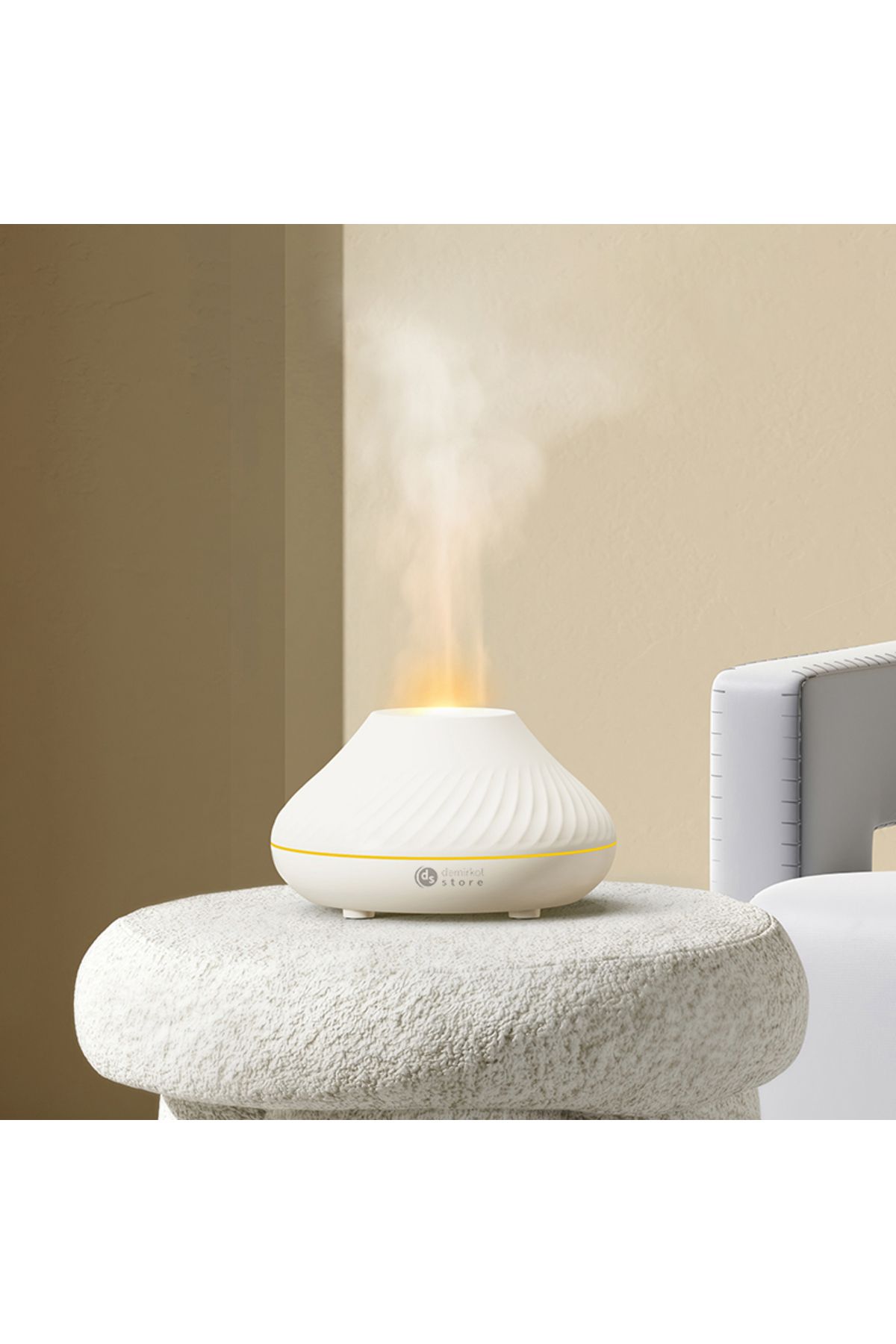 Demirkol Store Alevli Aroma Difüzörü 7 Renk Işık 130 ml Aromaterapi Ofis, Yoga,  Yatak Odası için (Beyaz)