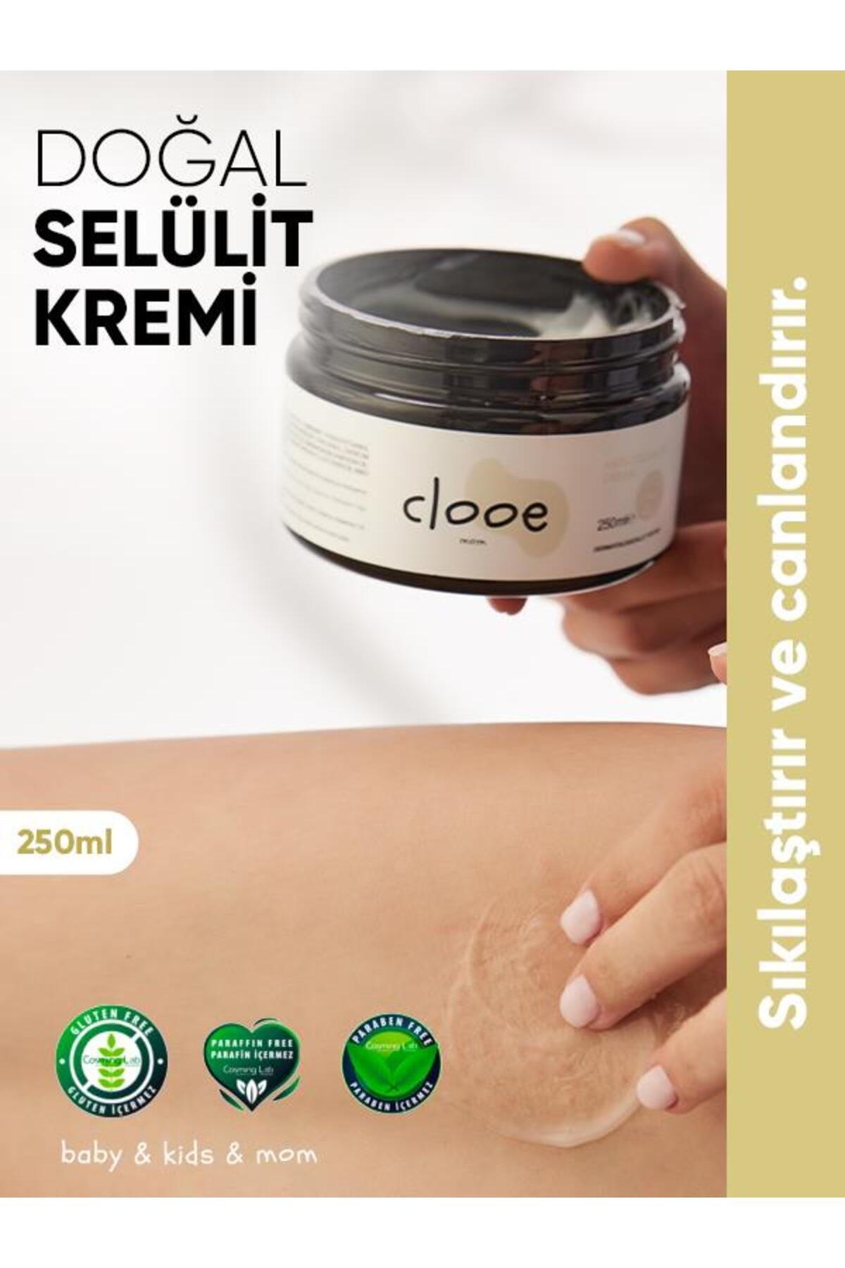 clooe Doğal Selülit Ve Çatlak Giderici Krem (250ML) - Bitkisel İçerikli, Spor İçin Etkili