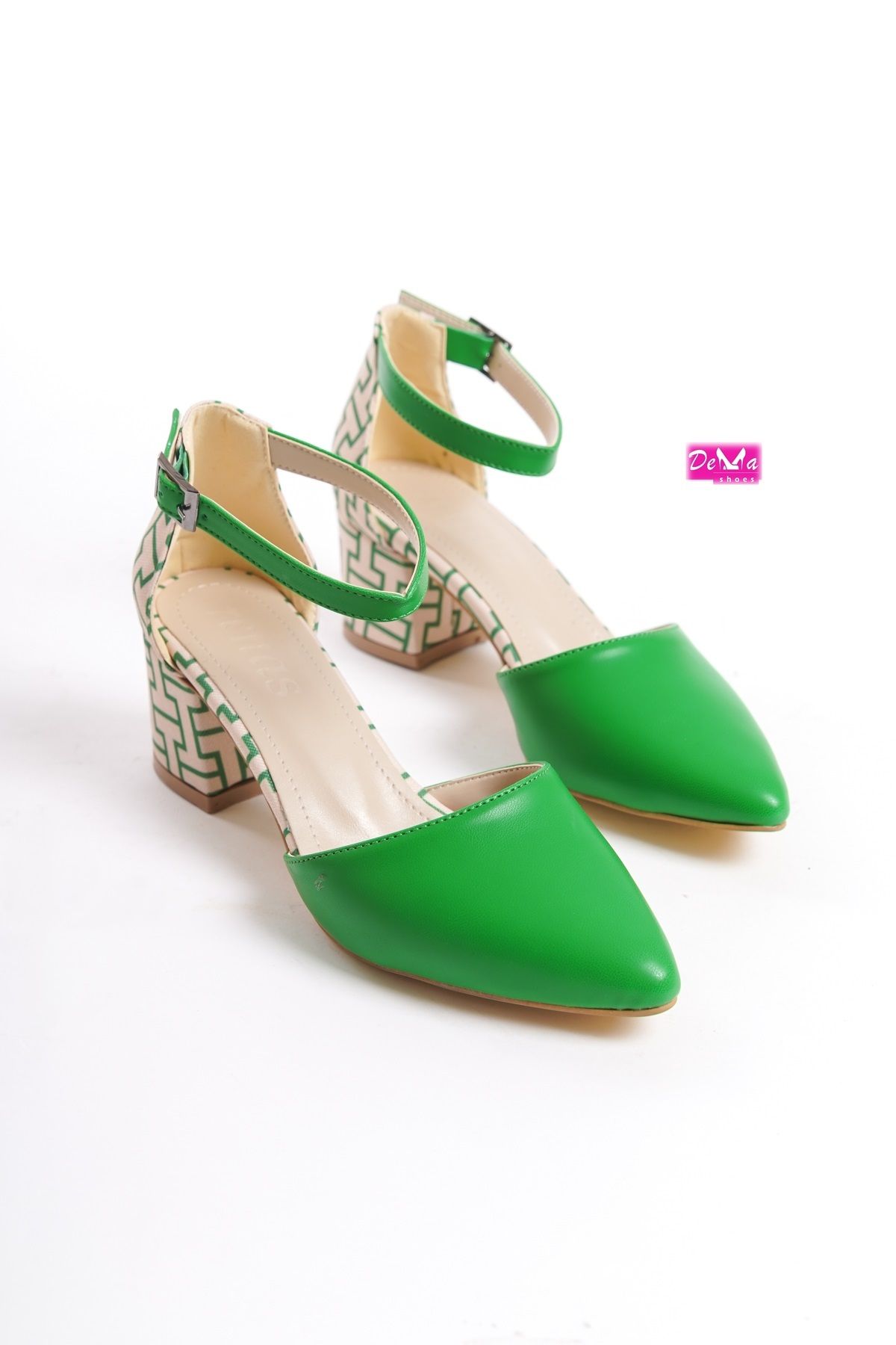 Demashoes Yeşil  Yeni Sezon Topuklu Ayakkabı Topuk 5 cm dir