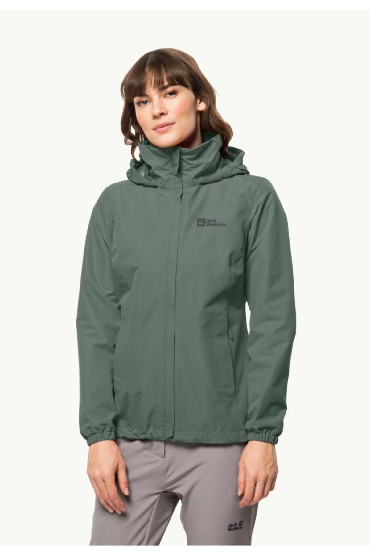 Jack Wolfskin 1111202-4311 Stormy Point 2L JKT W Hedge Green Kadın Outdoor Ceket