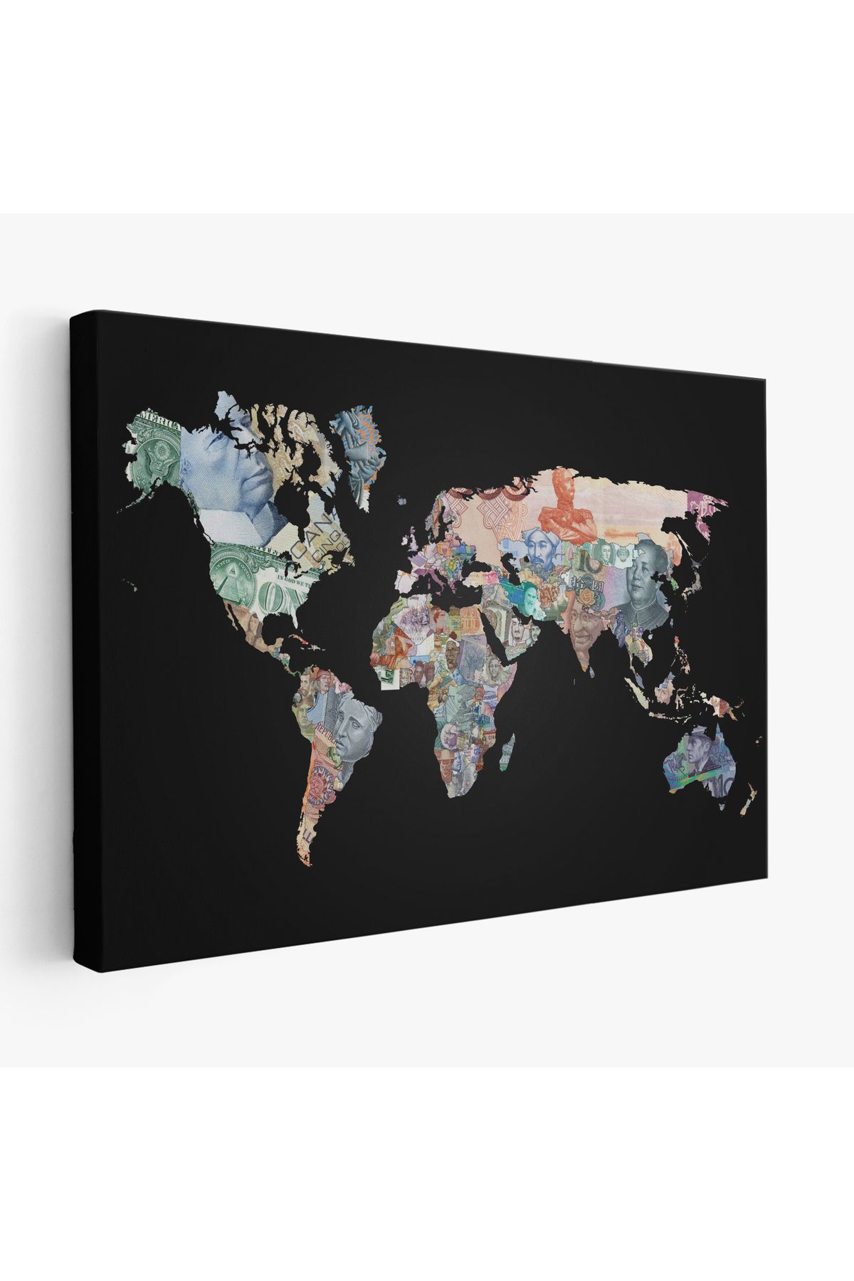 Ervastore Erv Seri100 Para Desenli Kanvas Dünya haritası Kanvas Tablo 1012